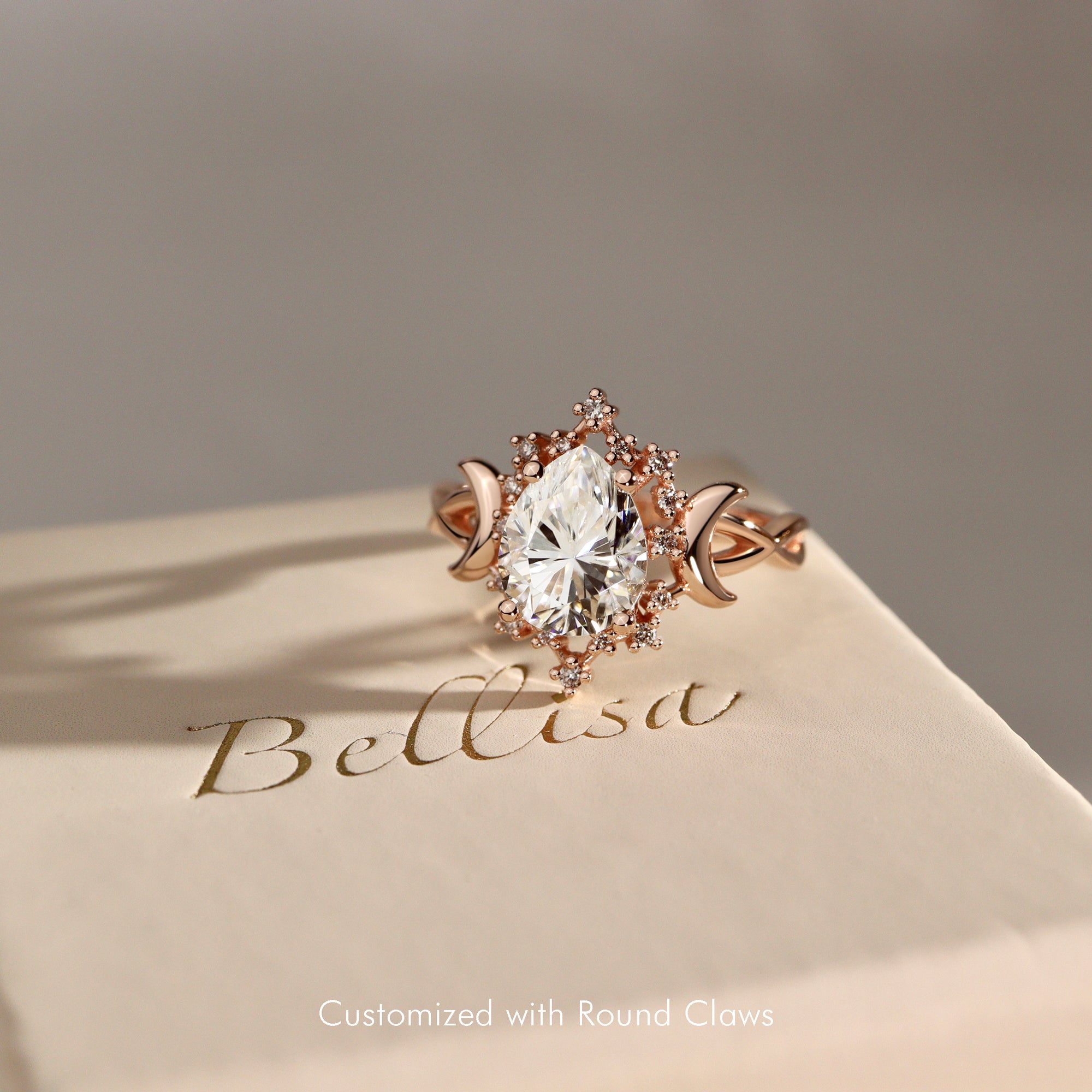 Alice Star & Moon Magic Engagement Ring, Pear Cut