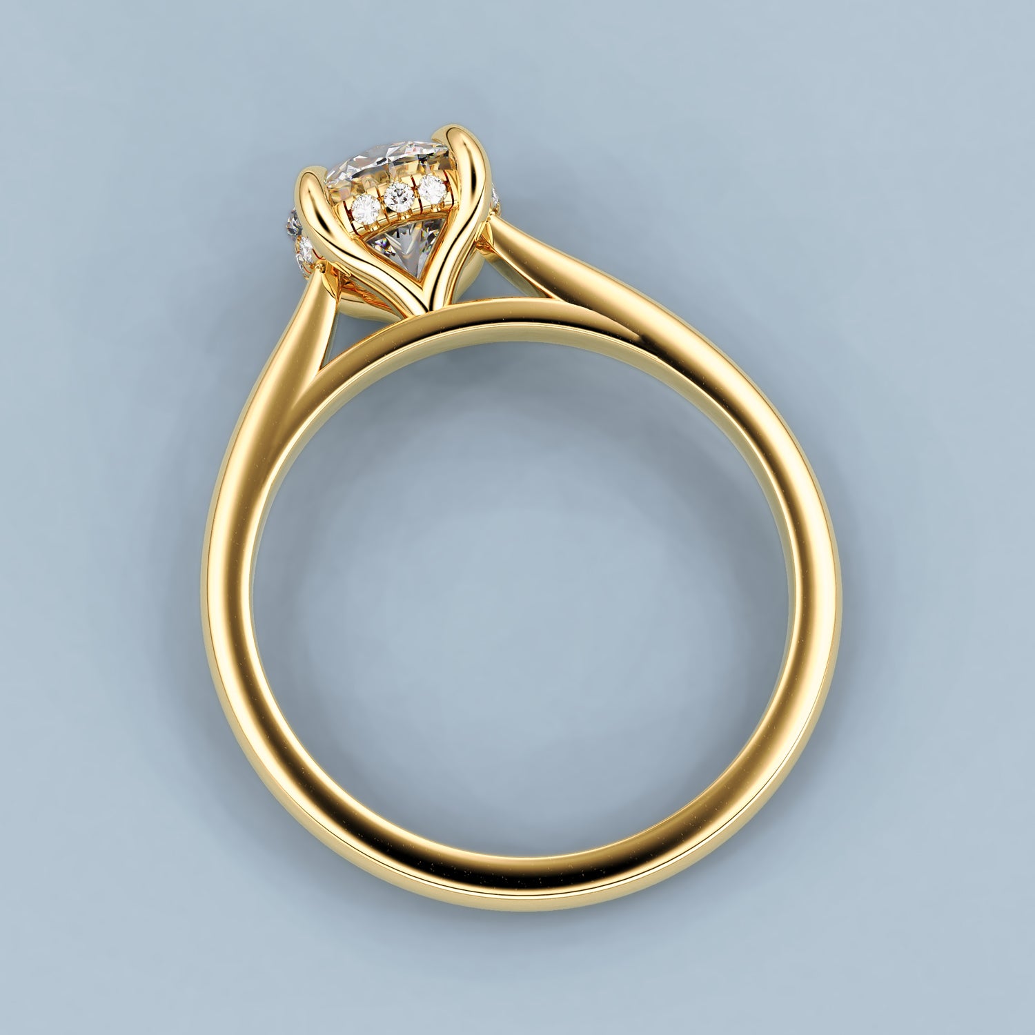 Round Ivy Hidden Halo Engagement Ring, Moissanite/Lab Grown Diamond