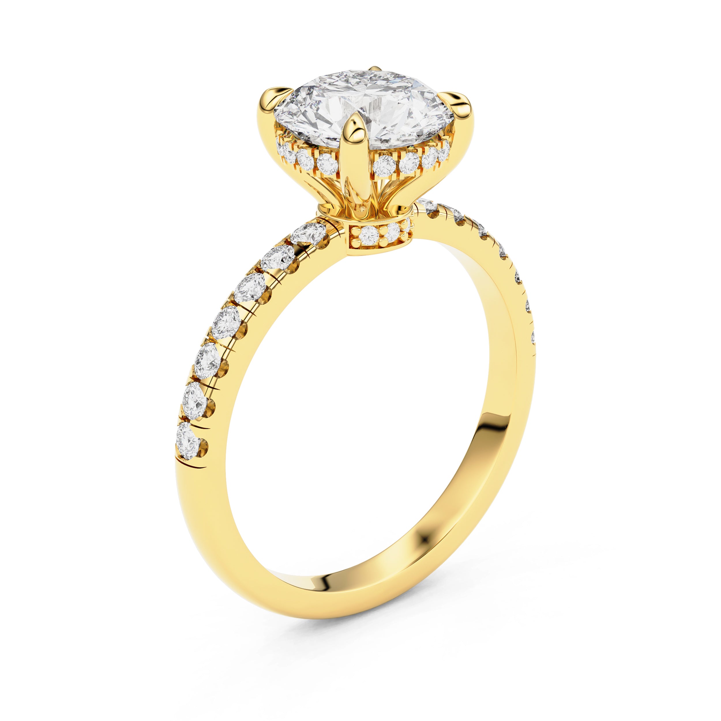 Lily Round Double Hidden Halo Engagement Ring, Moissanite//Lab Diamond