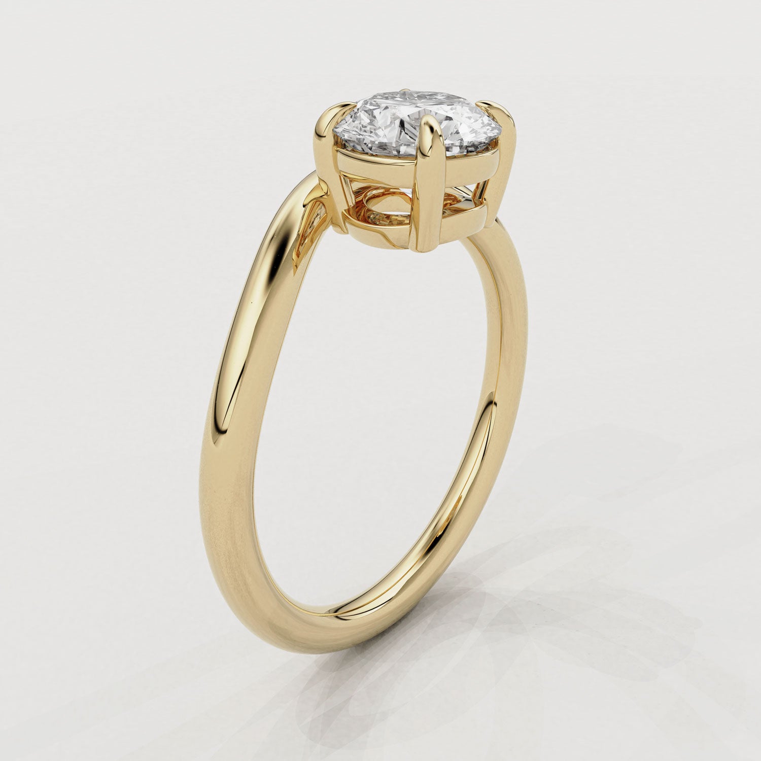 Orla Round Curved Band Solitaire Engagement Ring, Moissanite/Lab Grown Diamond