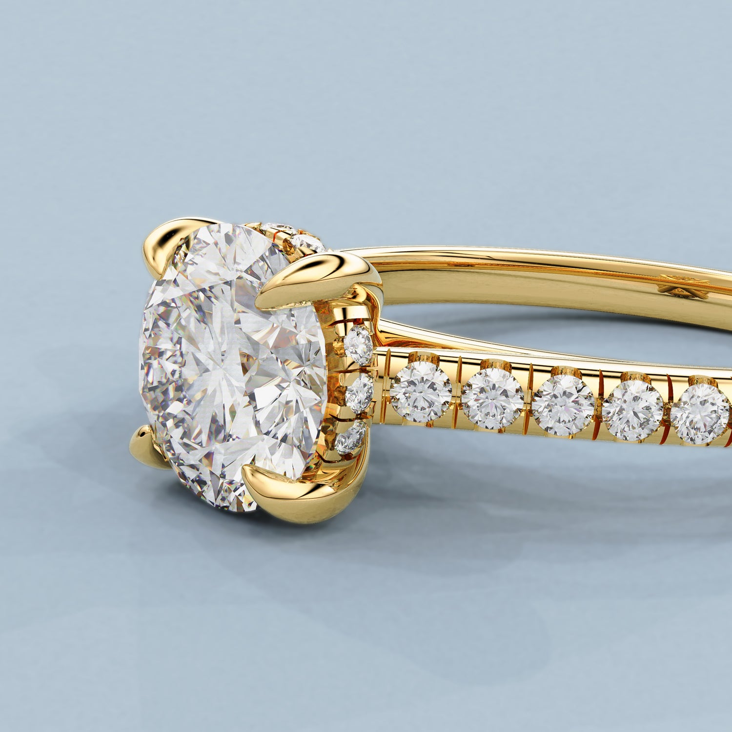 Riley Round Hidden Halo Engagement Ring, Moissanite/Lab Grown Diamond