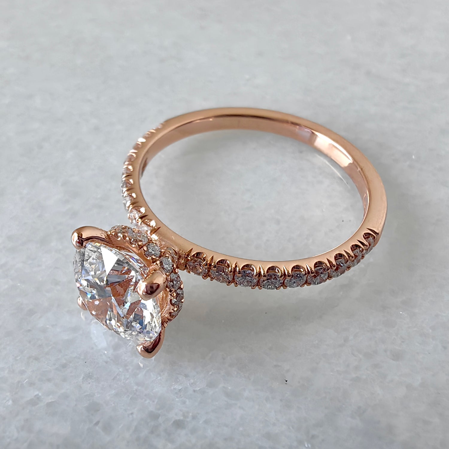 Amelia Round Hidden Halo Engagement Ring, High Set