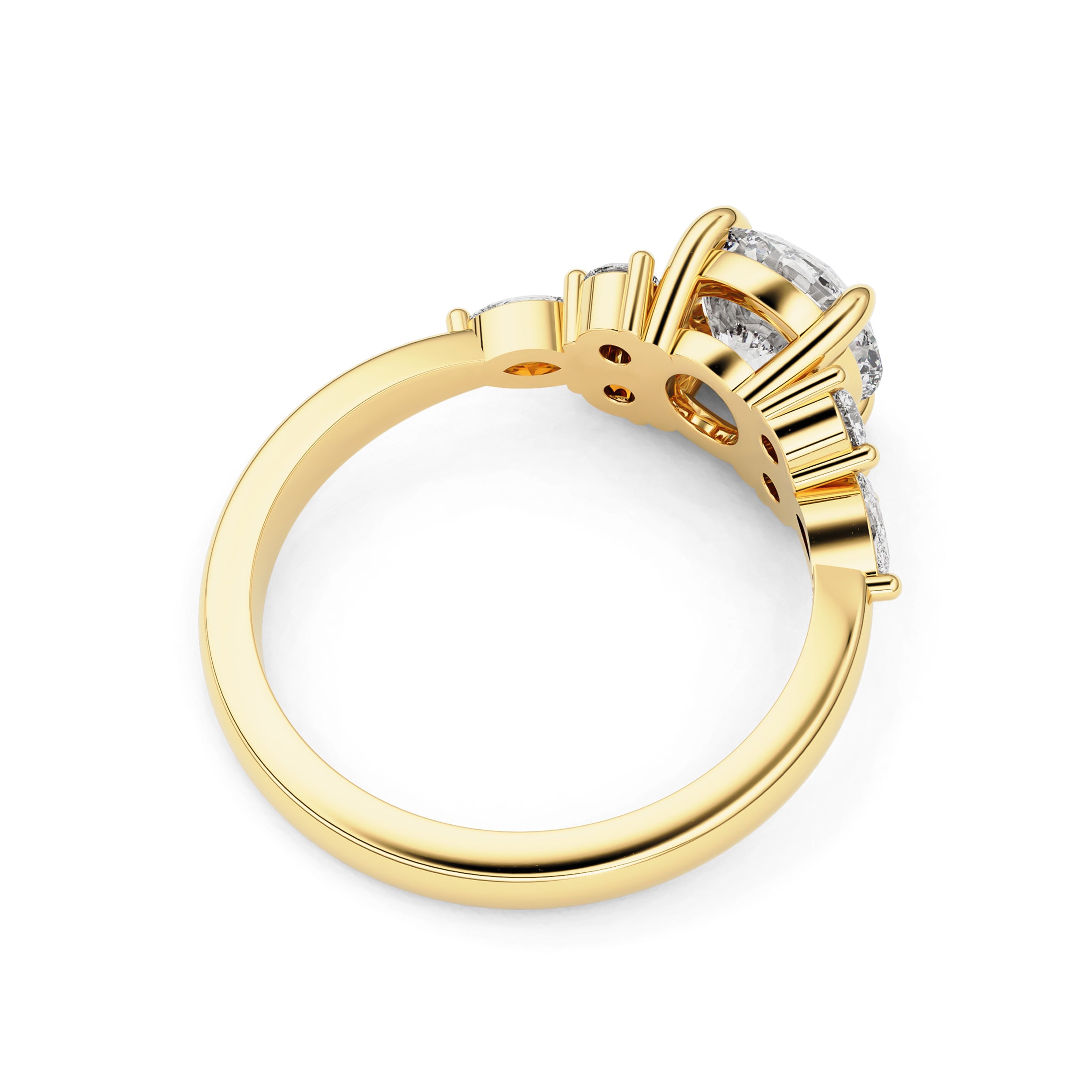 Elodie Round Marquise Cluster Engagement Ring, Moissanite/Lab Grown Diamond