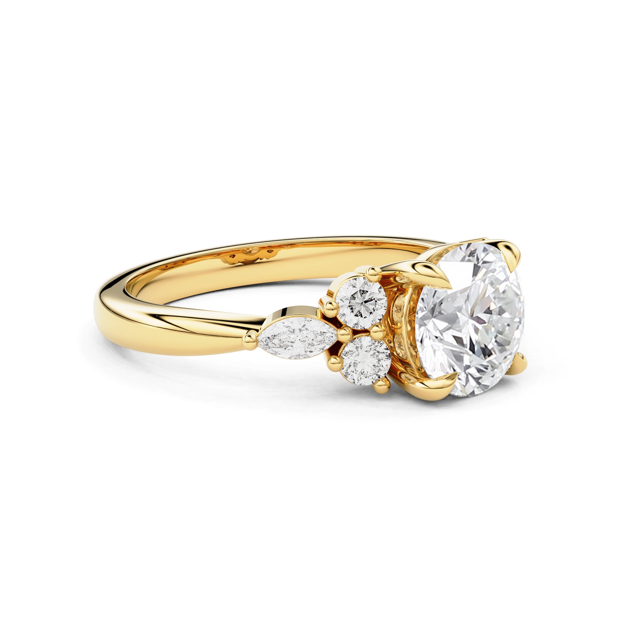 Elodie Round Marquise Cluster Engagement Ring, Moissanite/Lab Grown Diamond