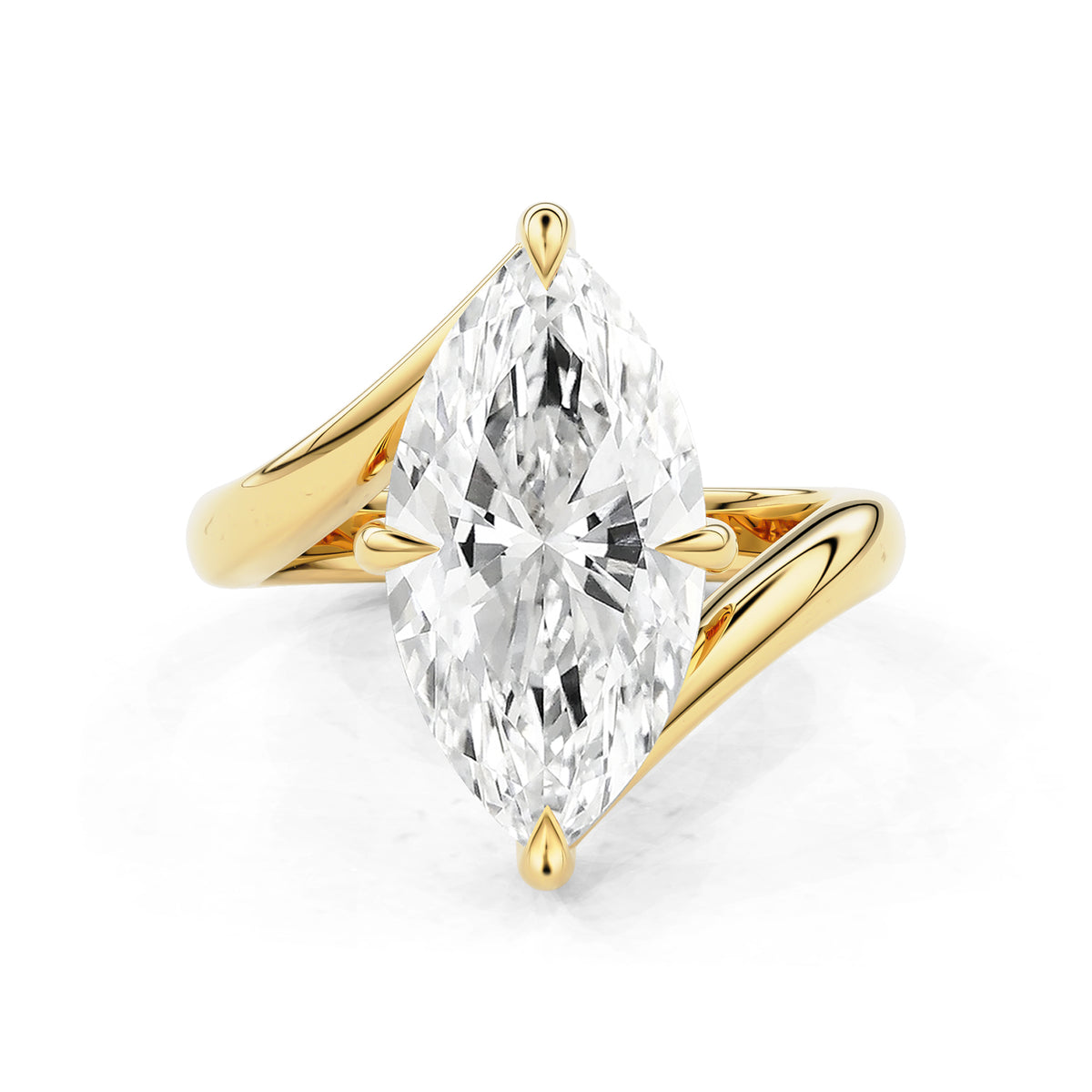 Split Payment - Selene Marquise Cut Bypass Solitaire Engagement Ring, 3ct Lab Grown Diamond