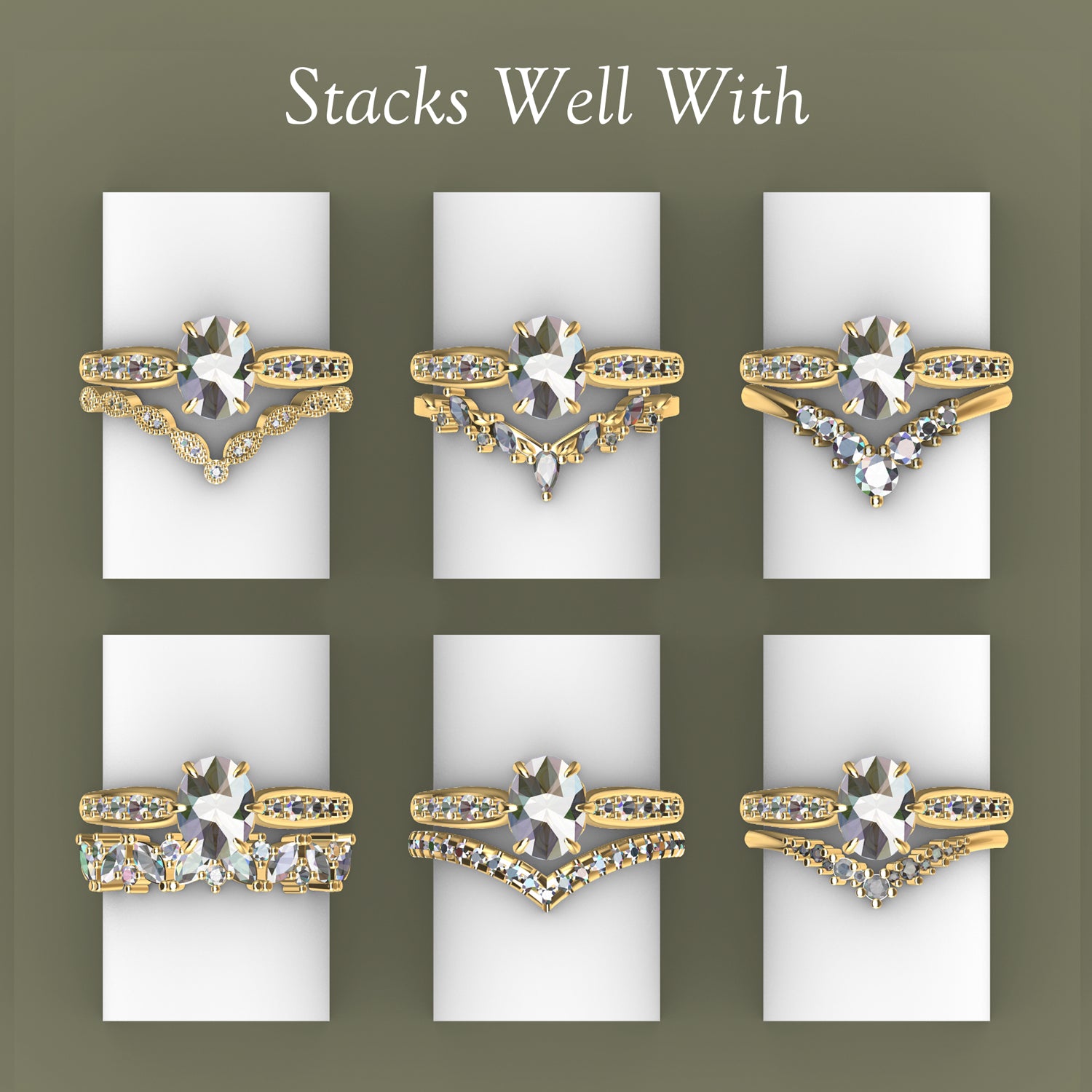 Cinderella Oval Parti Sapphire Engagement Ring, Petal with Accents