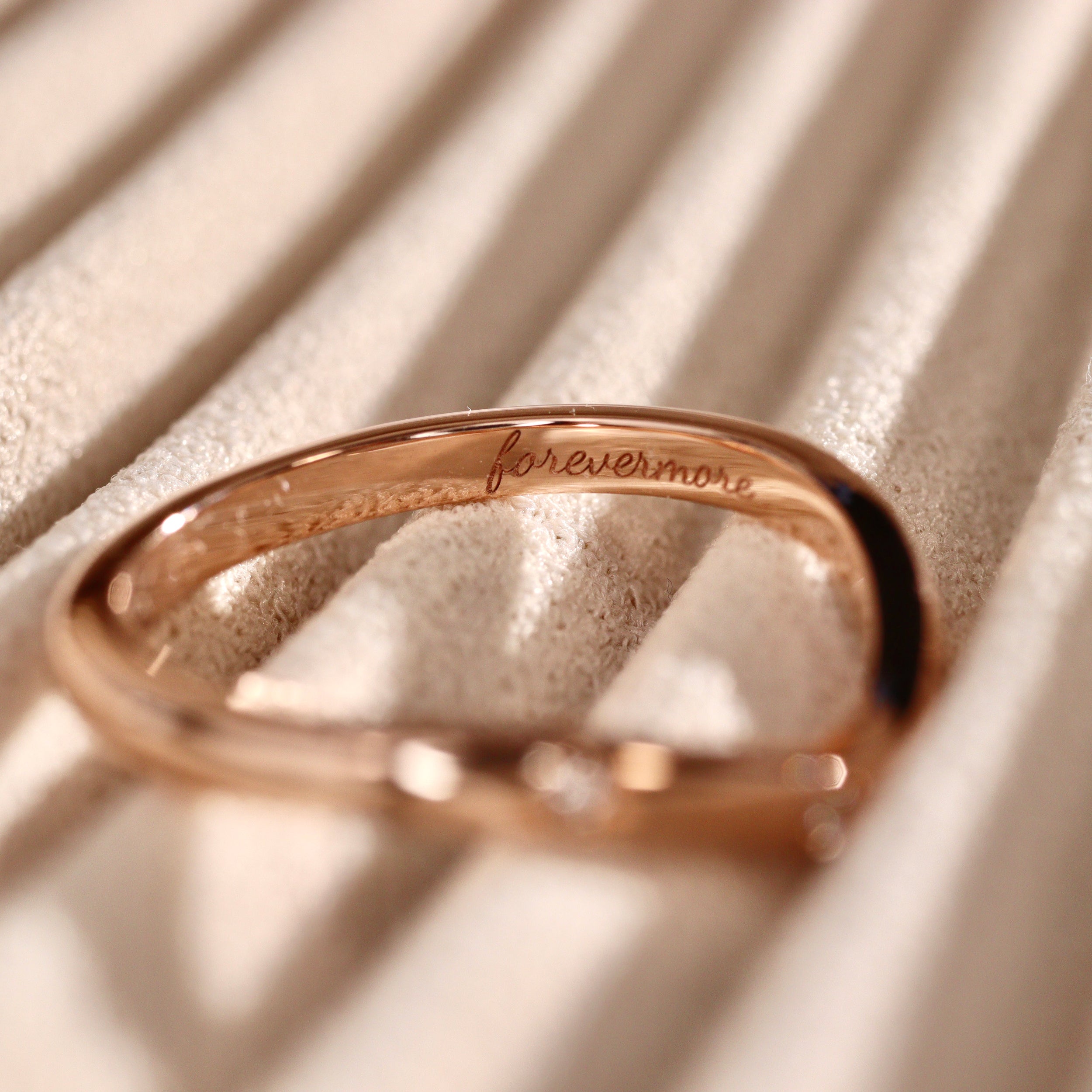 Customization - 14k Solid Gold Curve Stackable Ring w/ Star Engraving Setting