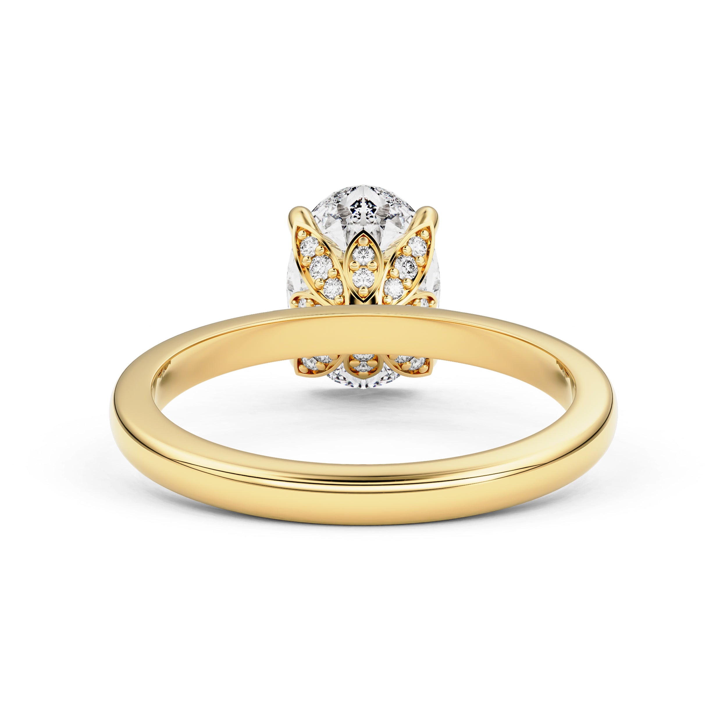 The Petal Oval Hidden Halo Engagement Ring, Moissanite/Lab Grown Diamond