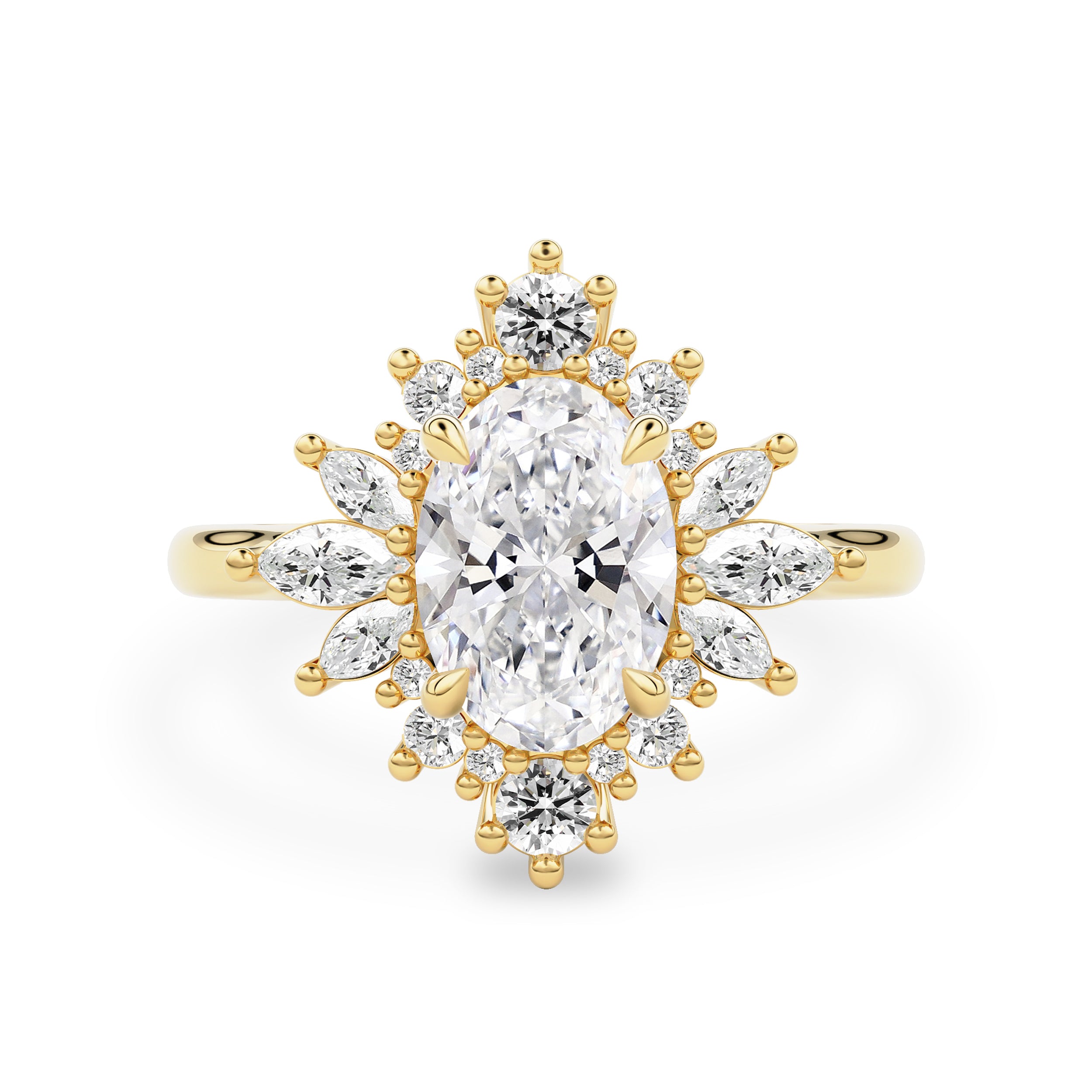 Mila Wings Halo Engagement Ring, Oval With Marquise