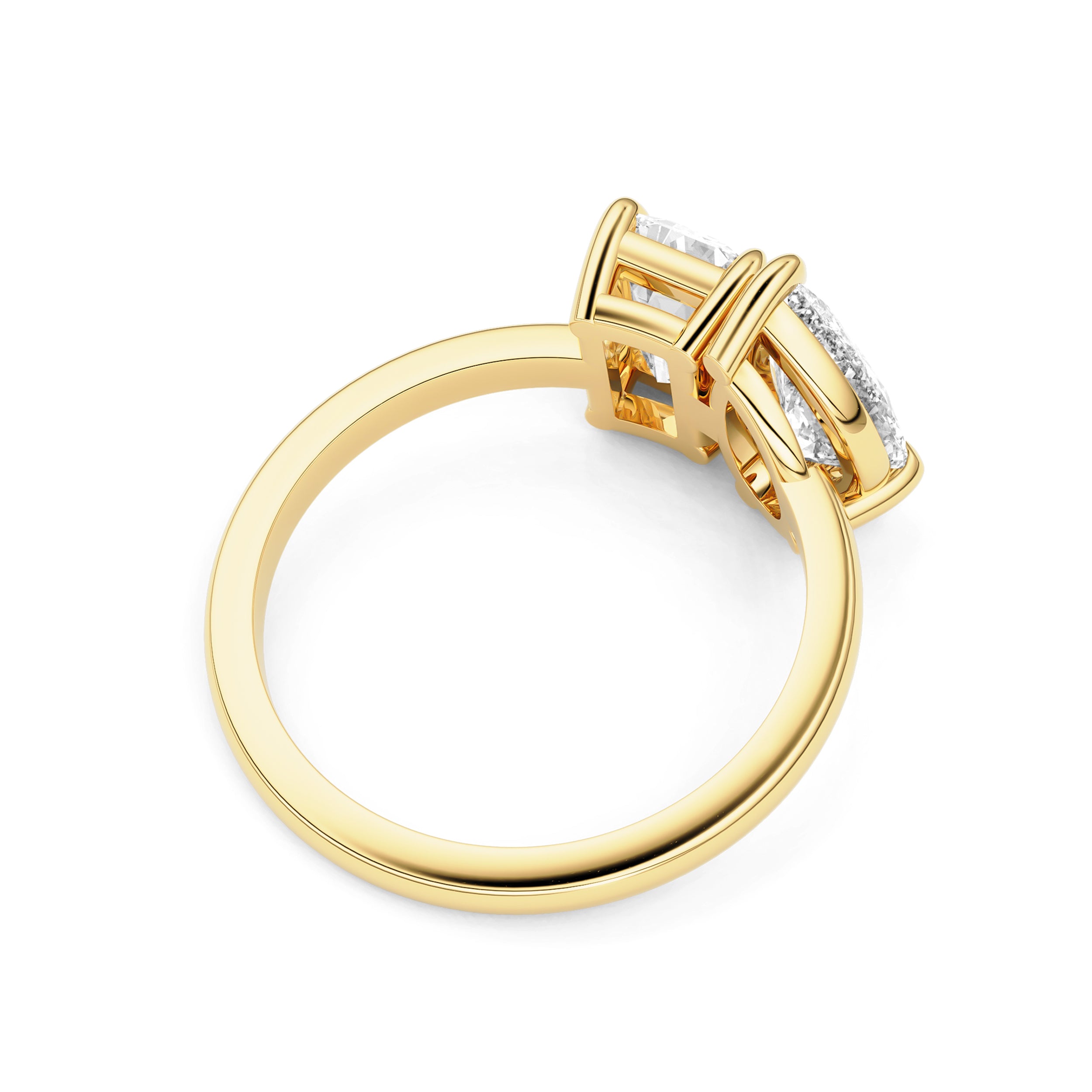 Toi et Moi Pear & Emerald Engagement Ring, Low Set