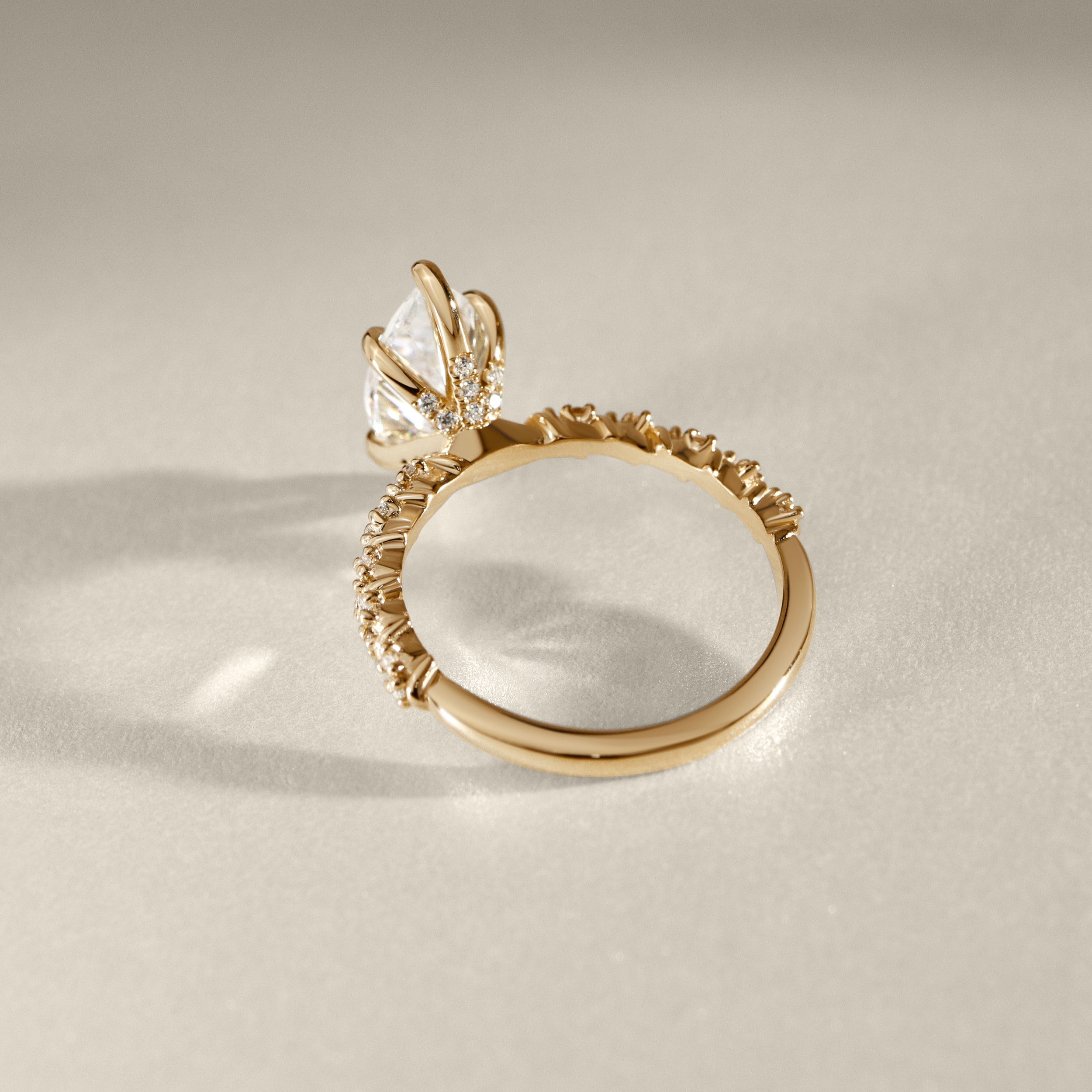 Aurora Marquise Cut Vine Pavé Prong Engagement Ring, Moissanite/Lab Grown Diamond