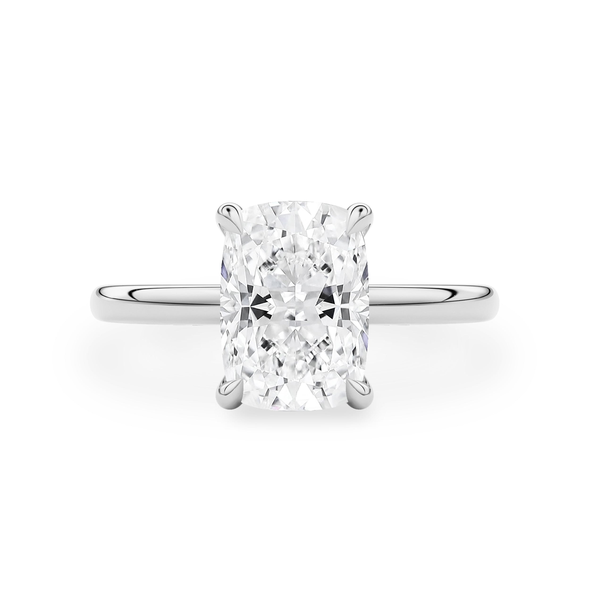 Chloe Elongated Cushion Cut Hidden Halo Engagement Ring, Moissanite/Lab Diamond