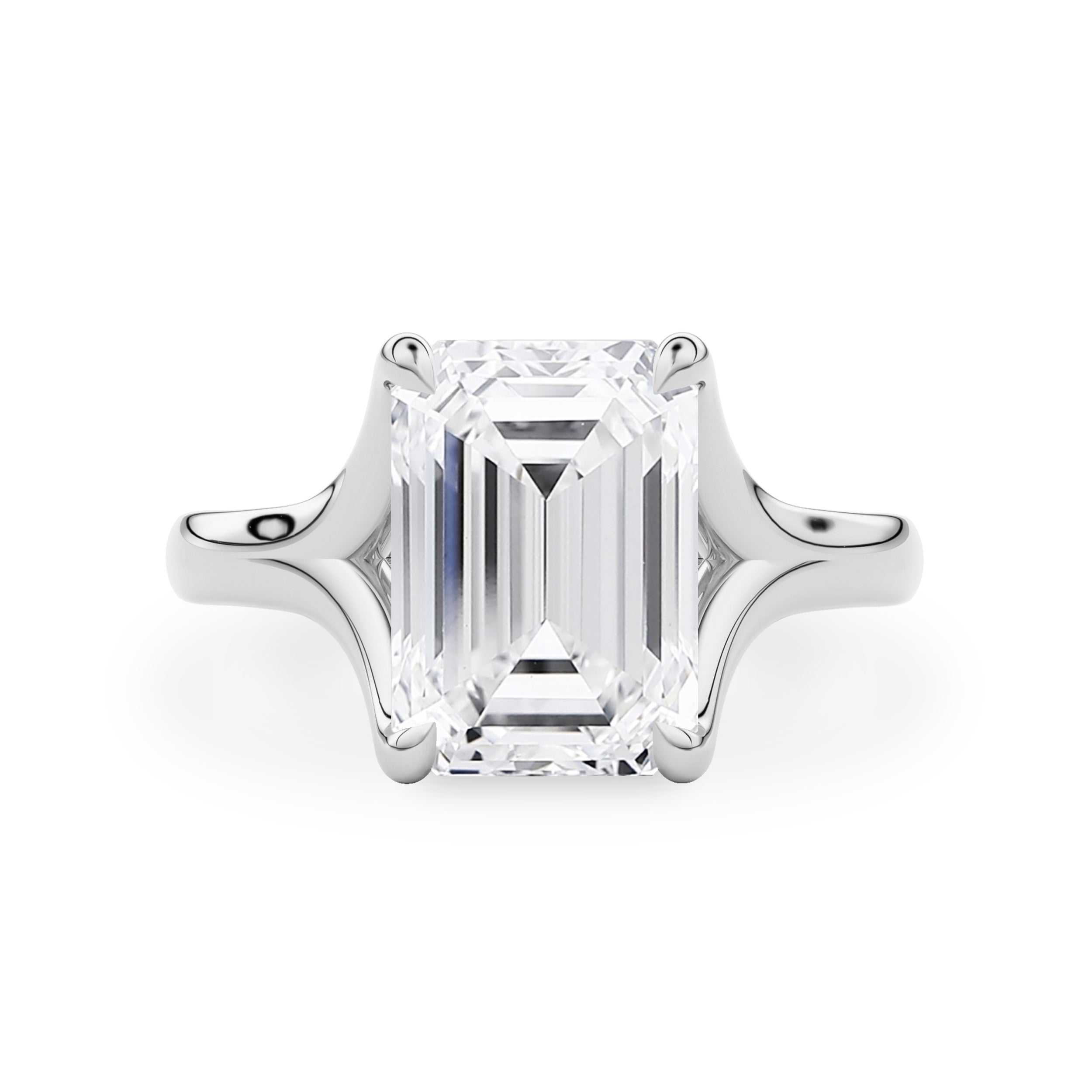 Juniper Emerald Trellis Solitaire Engagement Ring, Moissanite/Lab Grown Diamond