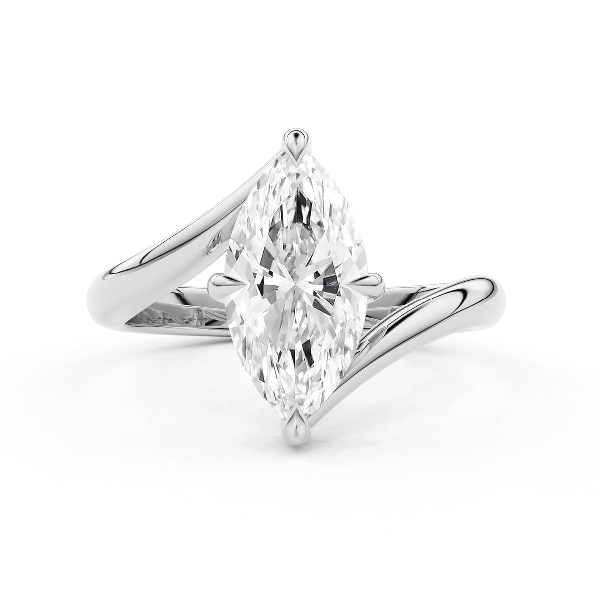 Selene Marquise Cut Bypass Solitaire Engagement Ring
