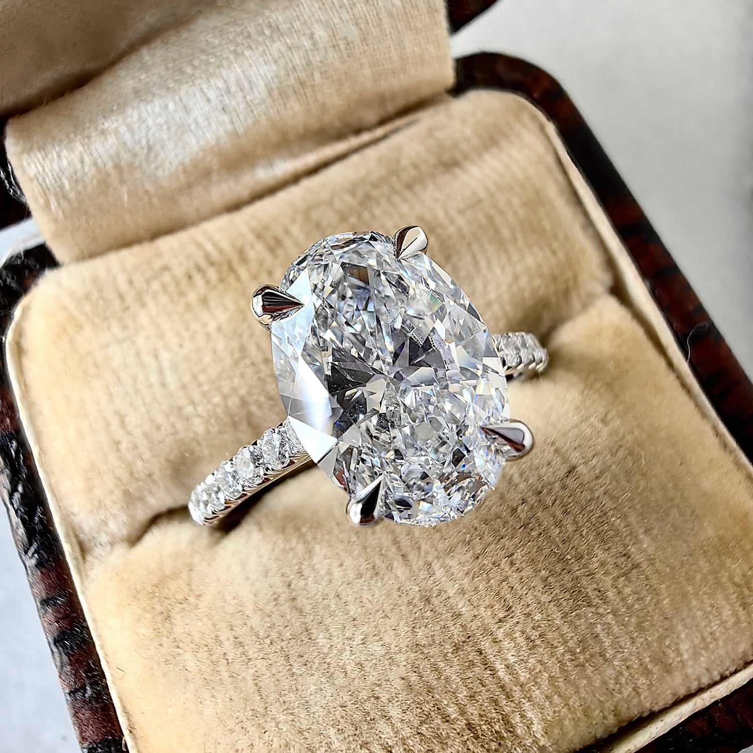 Riley Oval Hidden Halo Engagement Ring, Moissanite/Lab Grown Diamond