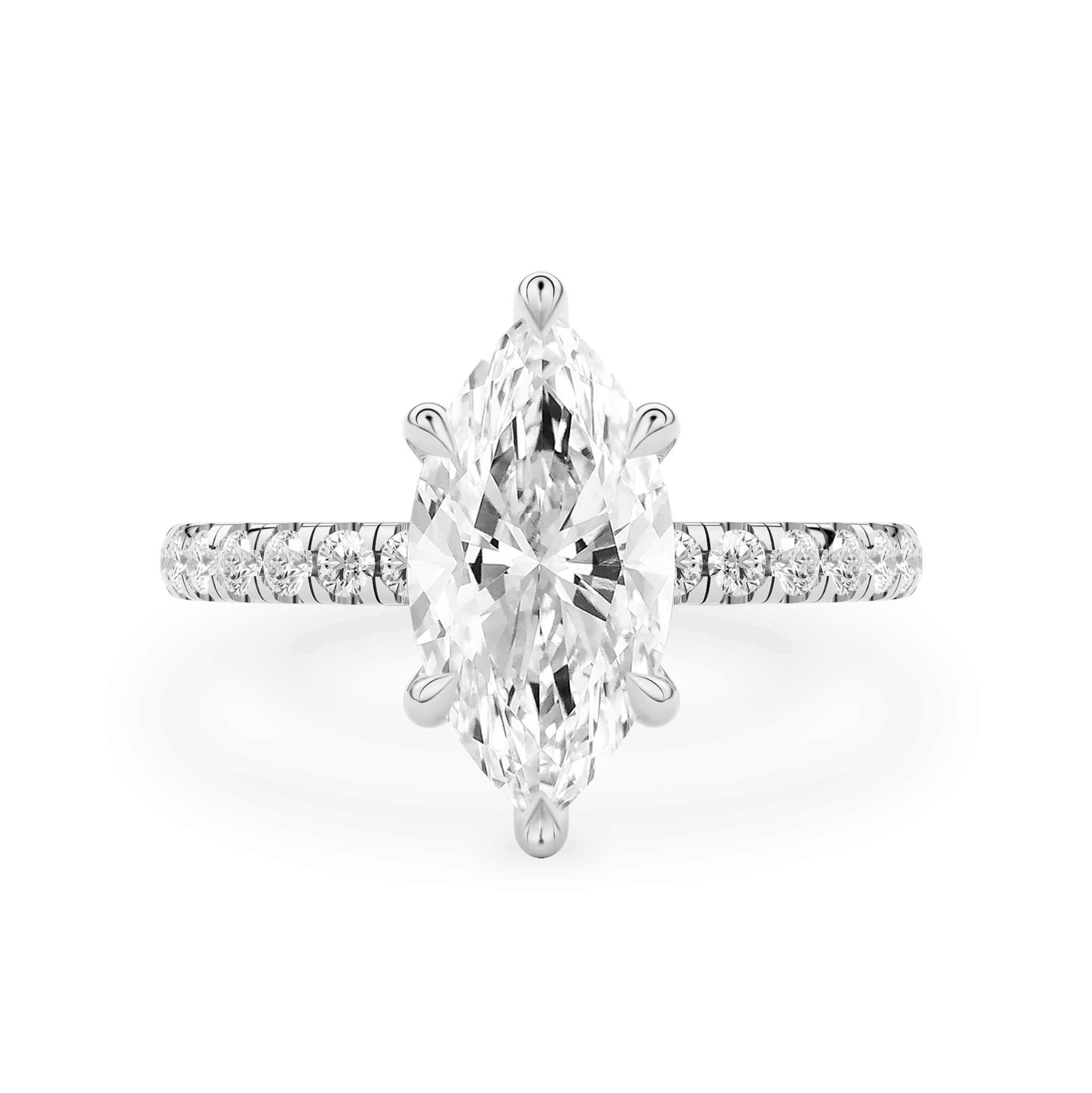Lily Marquise Double Hidden Halo Engagement Ring, Moissanite/Lab Grown Diamond