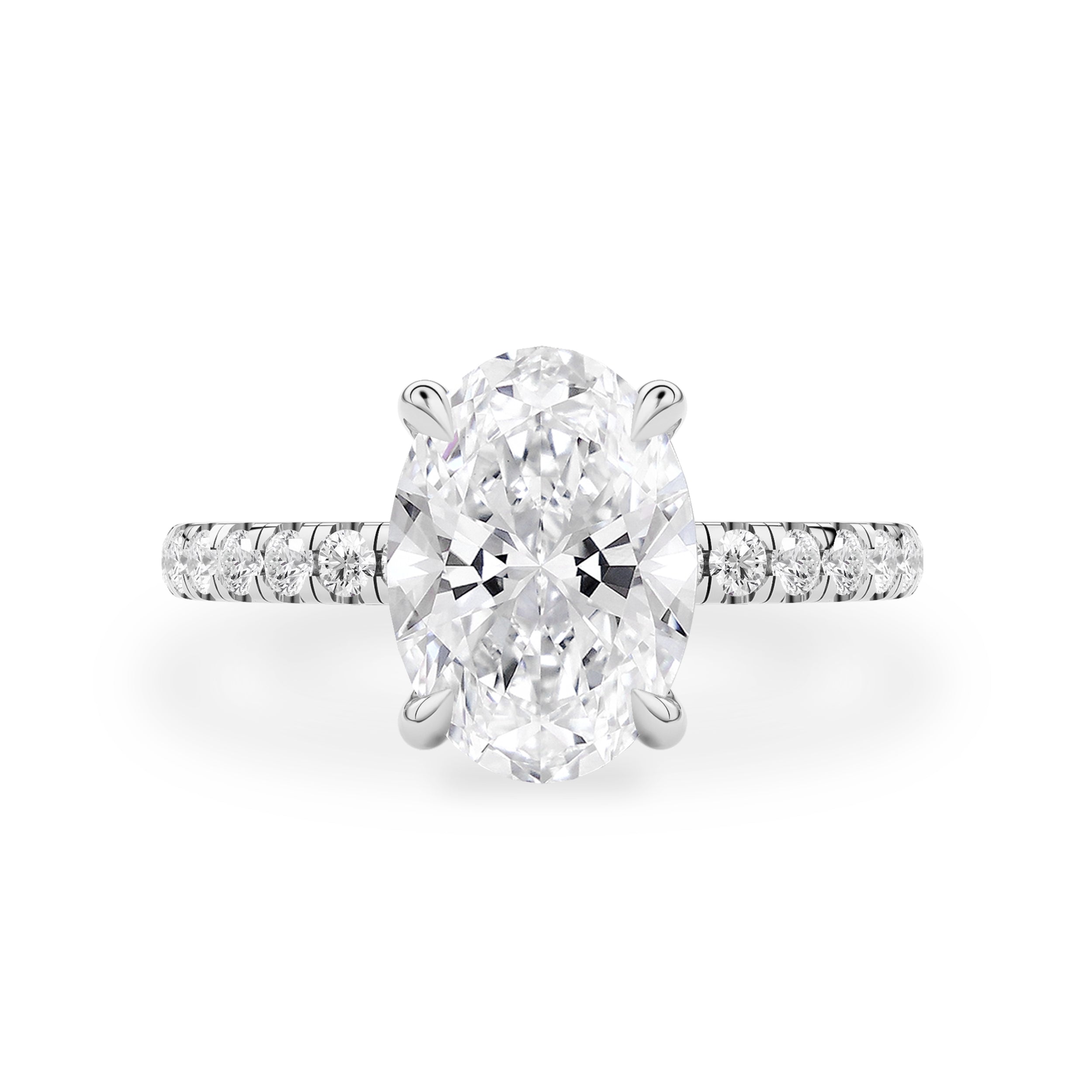 Lily Oval Double Hidden Halo Engagement Ring, Moissanite/Lab Grown Diamond