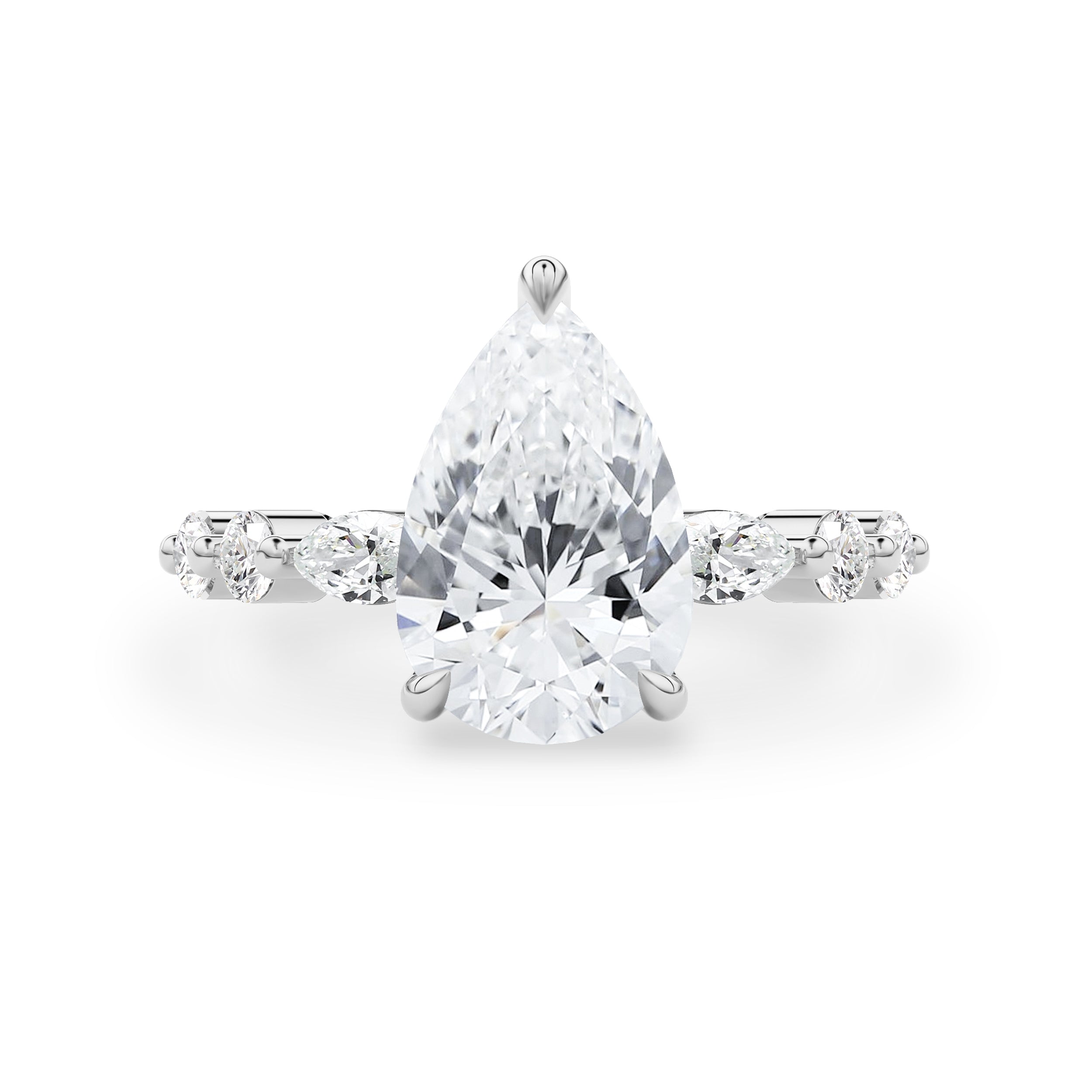 Victoria Pear Marquise Round Band Engagement Ring, Moissanite/Lab Diamond