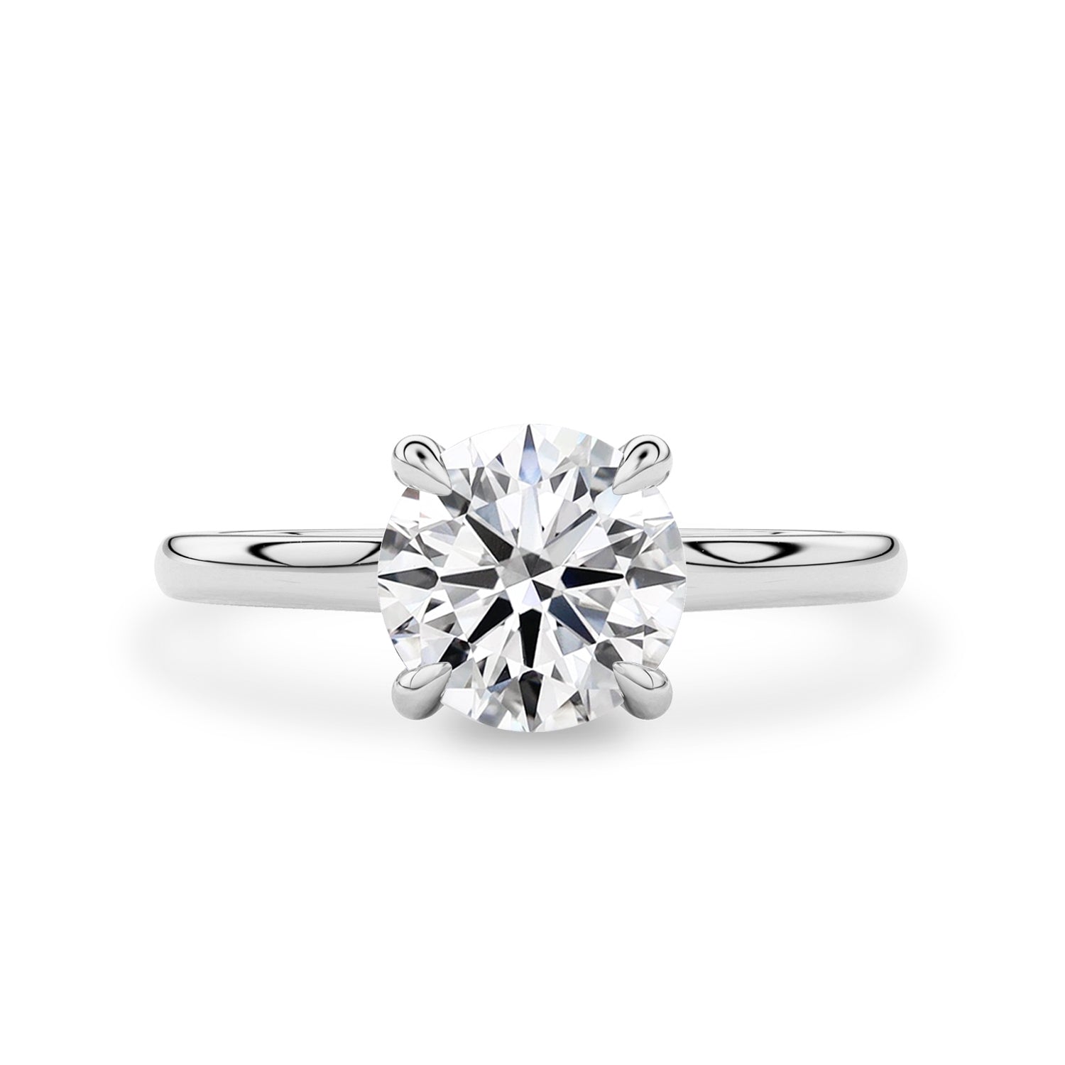 Round Ivy Hidden Halo Engagement Ring, Moissanite/Lab Grown Diamond