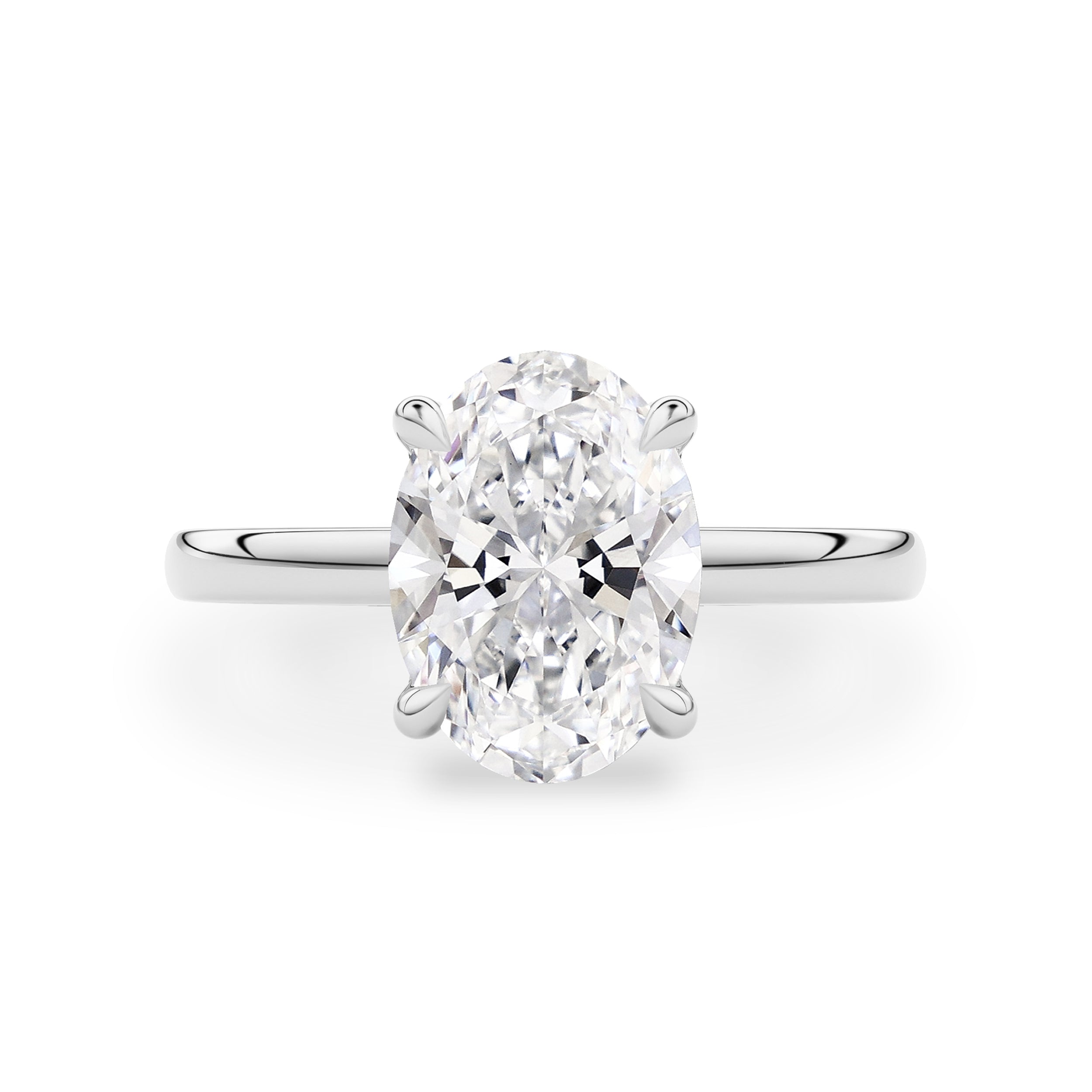 The Petal Oval Hidden Halo Engagement Ring, Moissanite/Lab Grown Diamond