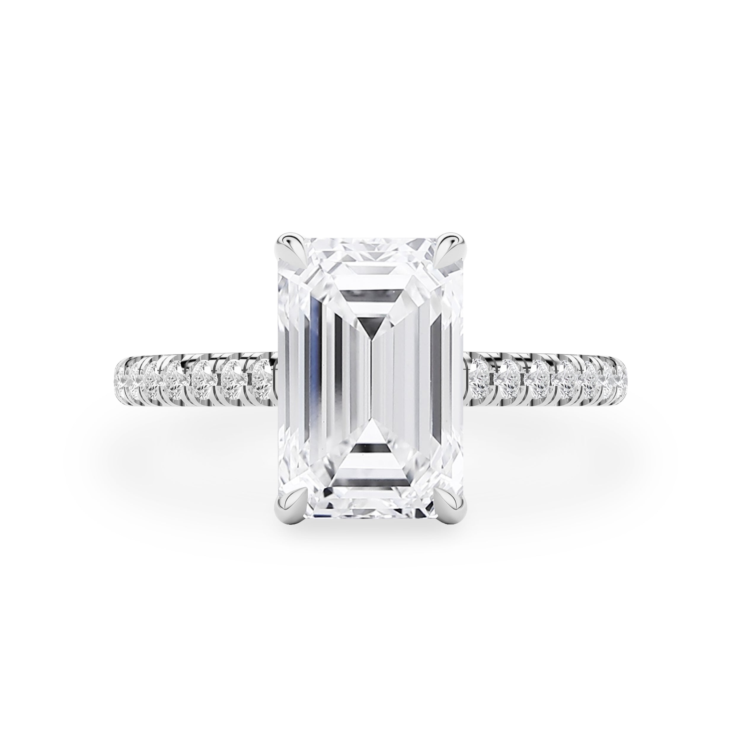 Riley Emerald Hidden Halo Engagement Ring, Moissanite/Lab Grown Diamond