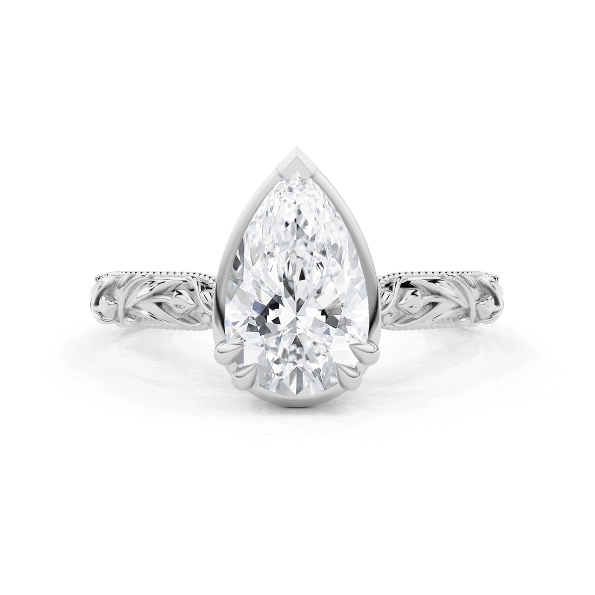 Florienne Pear Tulip Cathedral Engagement Ring