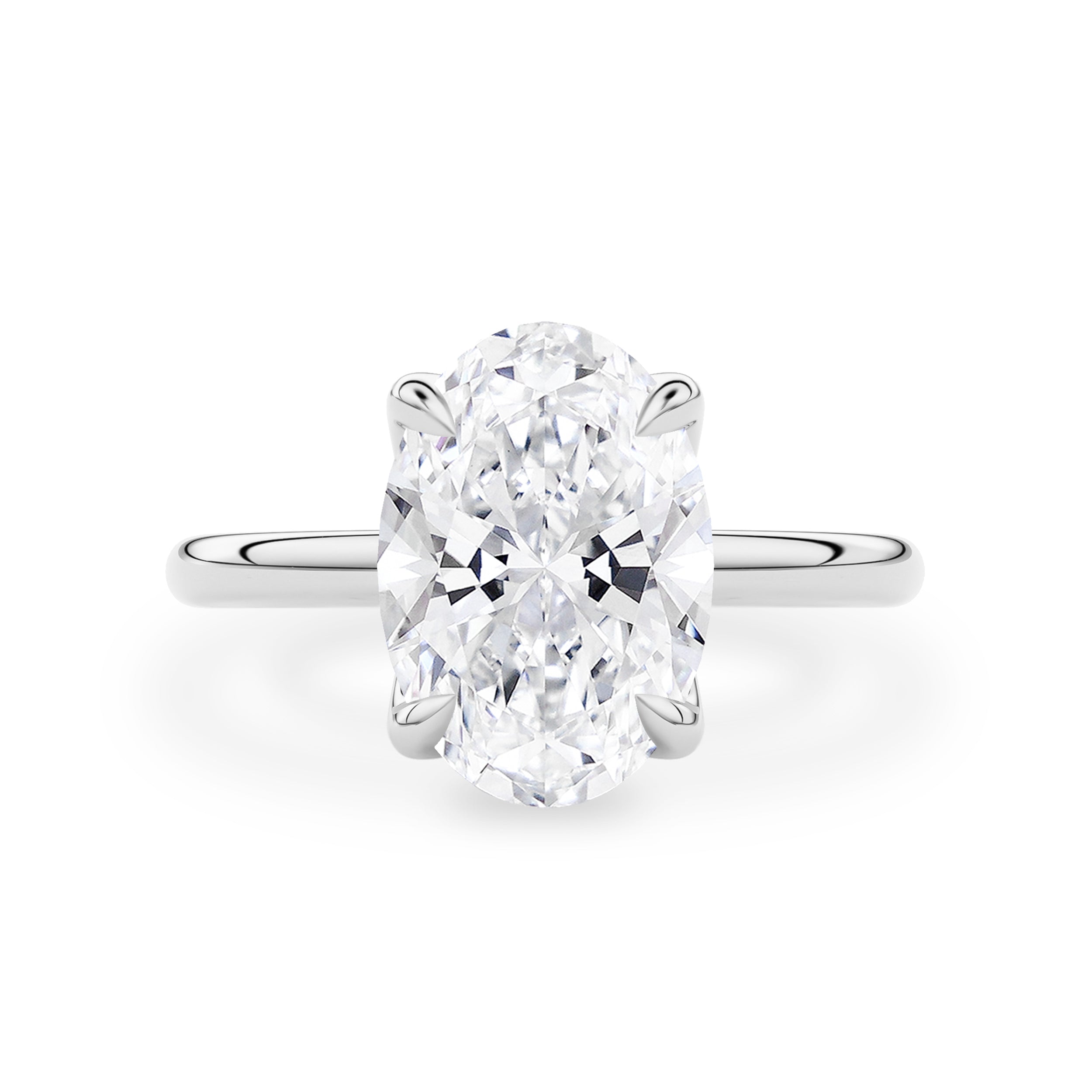 Oval Purity Petal Solitaire Engagement Ring, Moissanite/Lab Grown Diamond