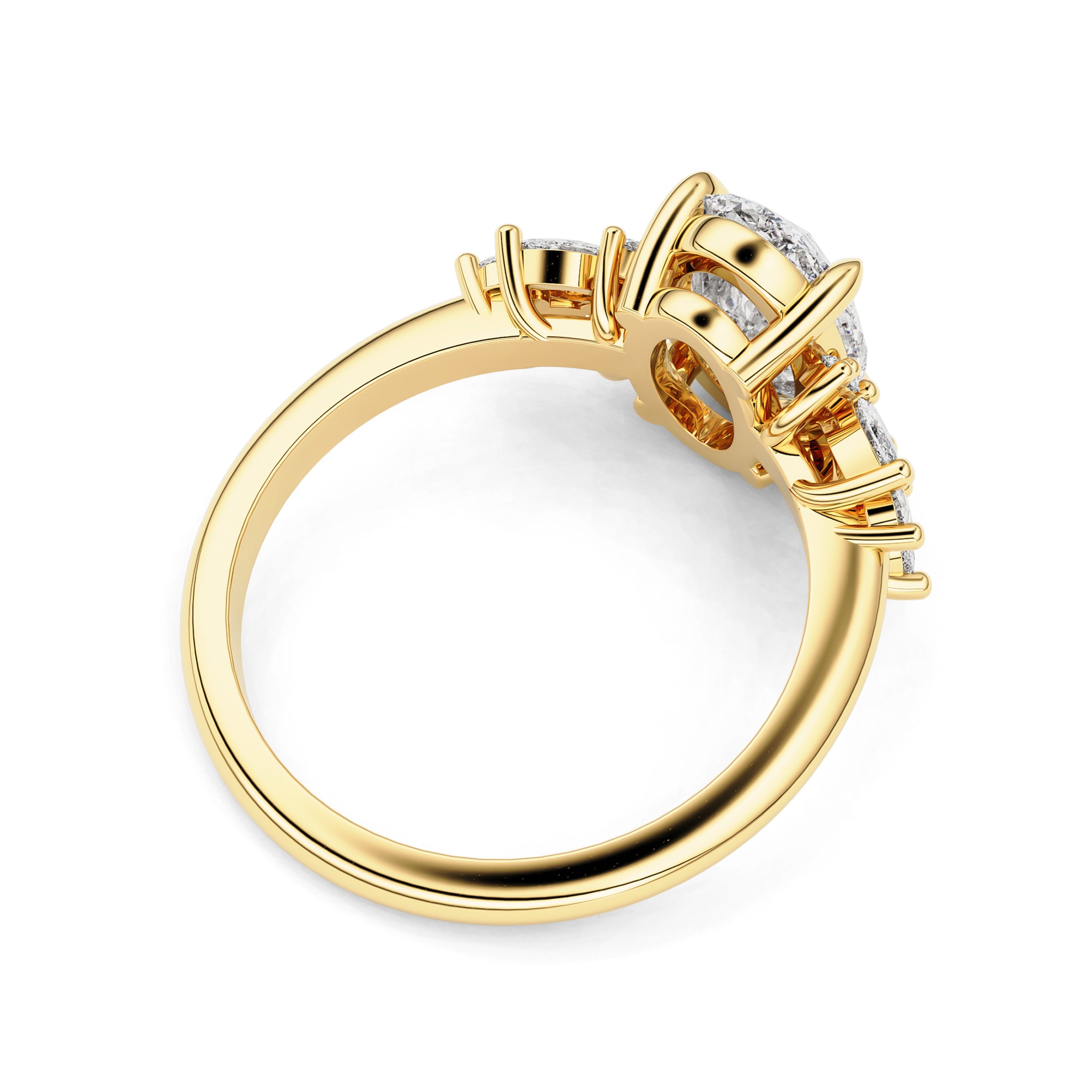 Anna's Dream Oval Brilliant Cut Cluster Engagement Ring, With Marquise Accent