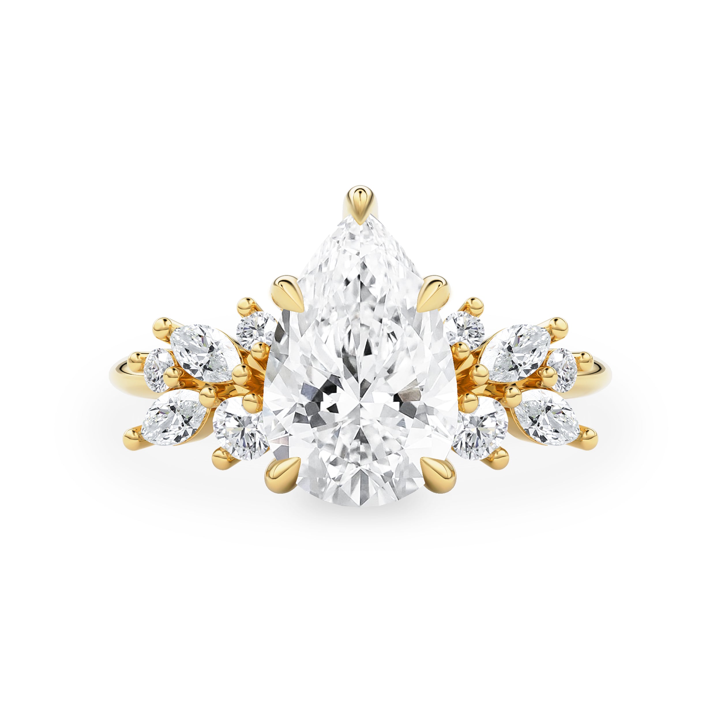 Pear Anna's Dream Cluster Engagement Ring, Pear With Marquise