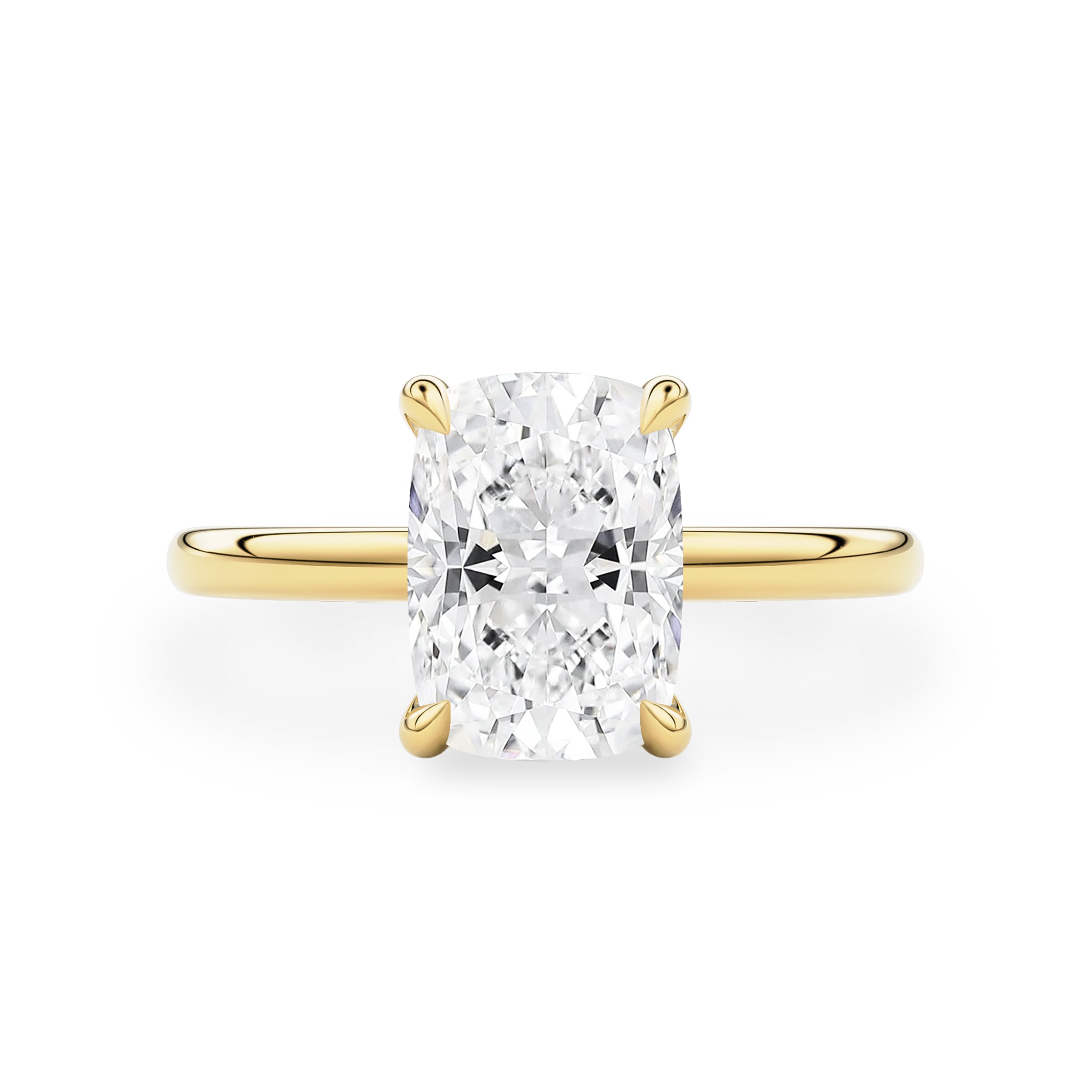 Chloe Elongated Cushion Cut Hidden Halo Engagement Ring, Moissanite/Lab Diamond