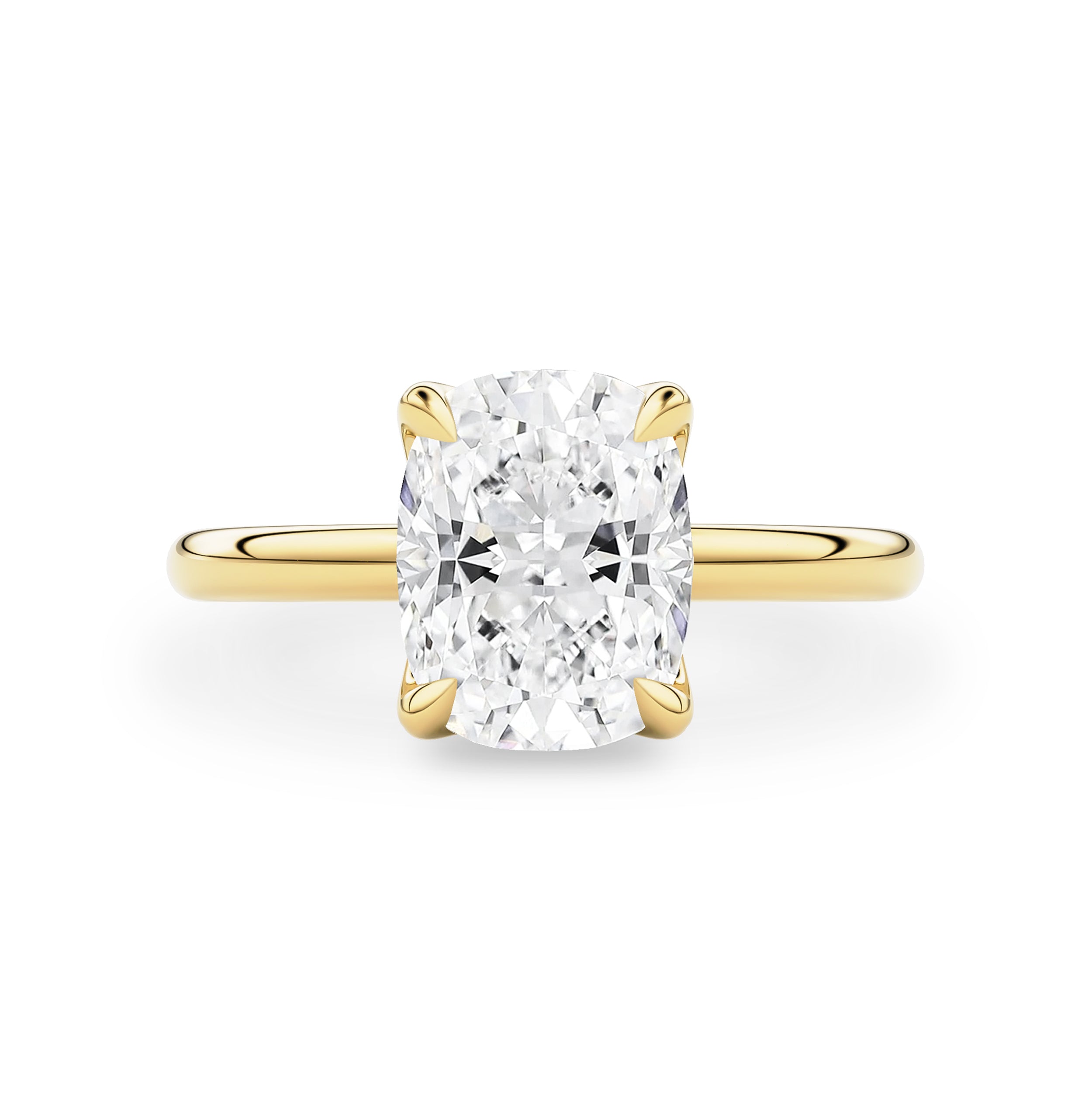 Purity Elongated Cushion Petal Solitaire Engagement Ring, Moissanite/Lab Grown Diamond