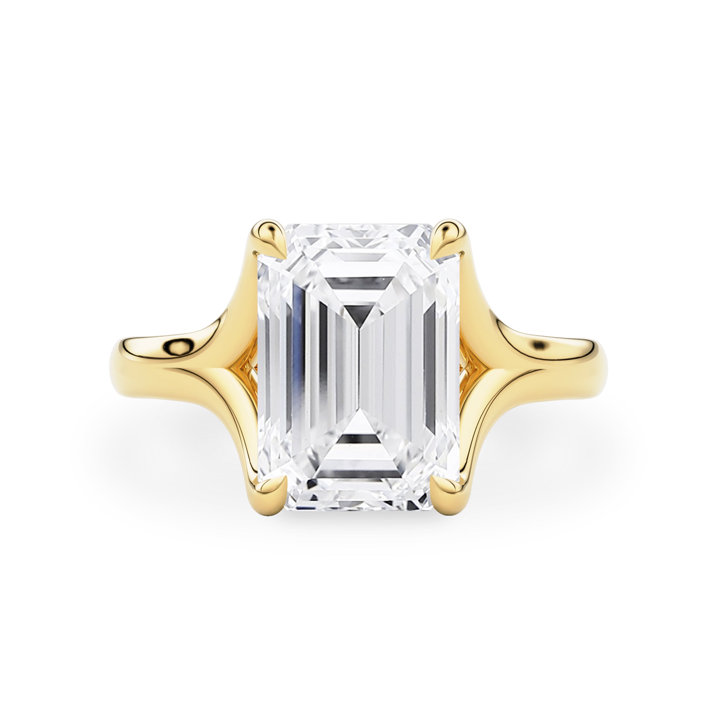 Juniper Emerald Trellis Solitaire Engagement Ring, Moissanite/Lab Grown Diamond