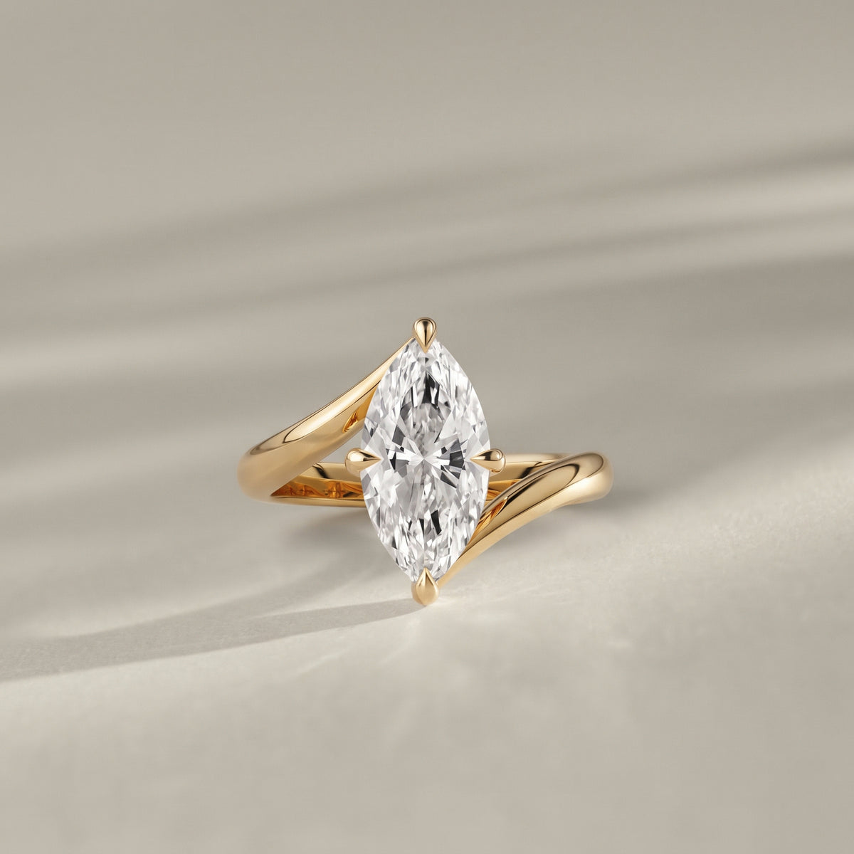 Selene Marquise Cut Bypass Solitaire Engagement Ring