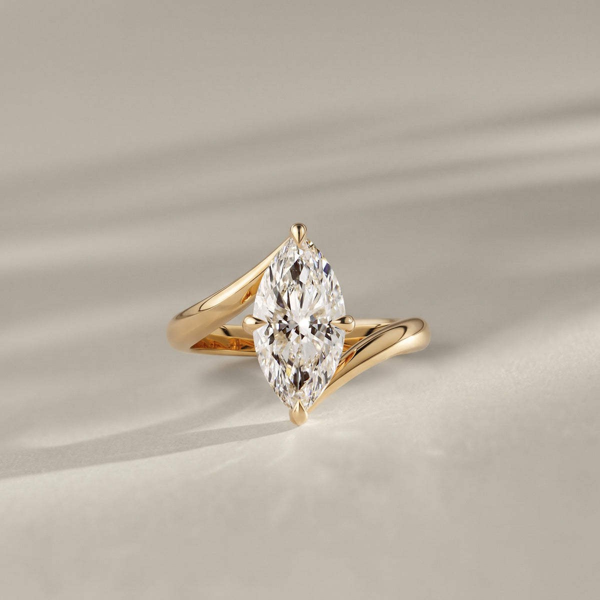 Selene Marquise Cut Bypass Solitaire Engagement Ring
