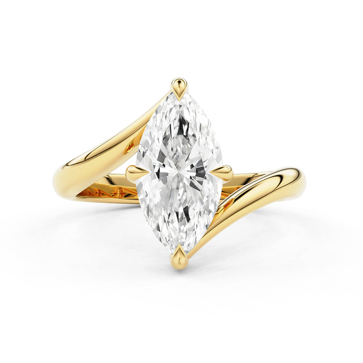 Selene Marquise Cut Bypass Solitaire Engagement Ring