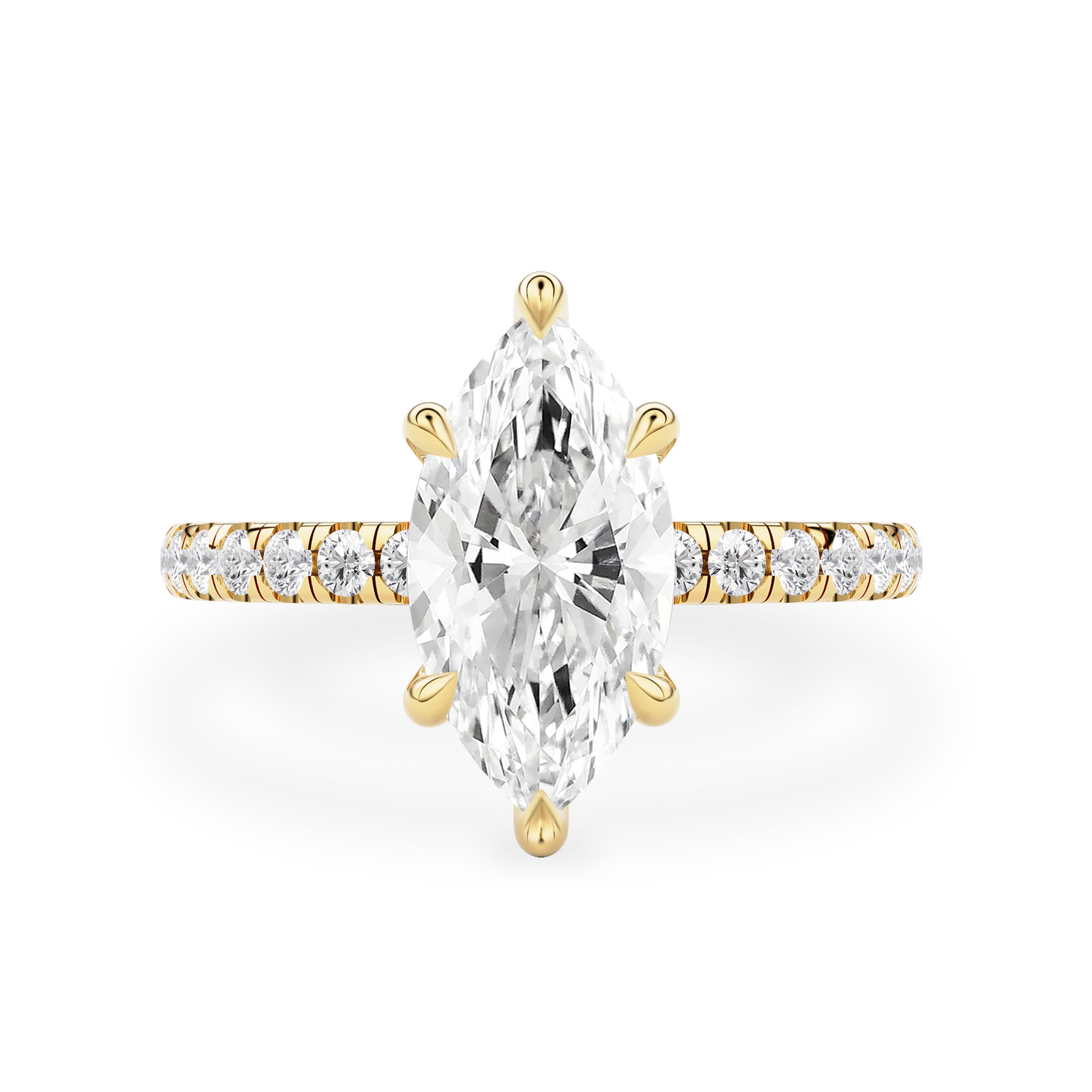Lily Marquise Double Hidden Halo Engagement Ring, Moissanite/Lab Grown Diamond