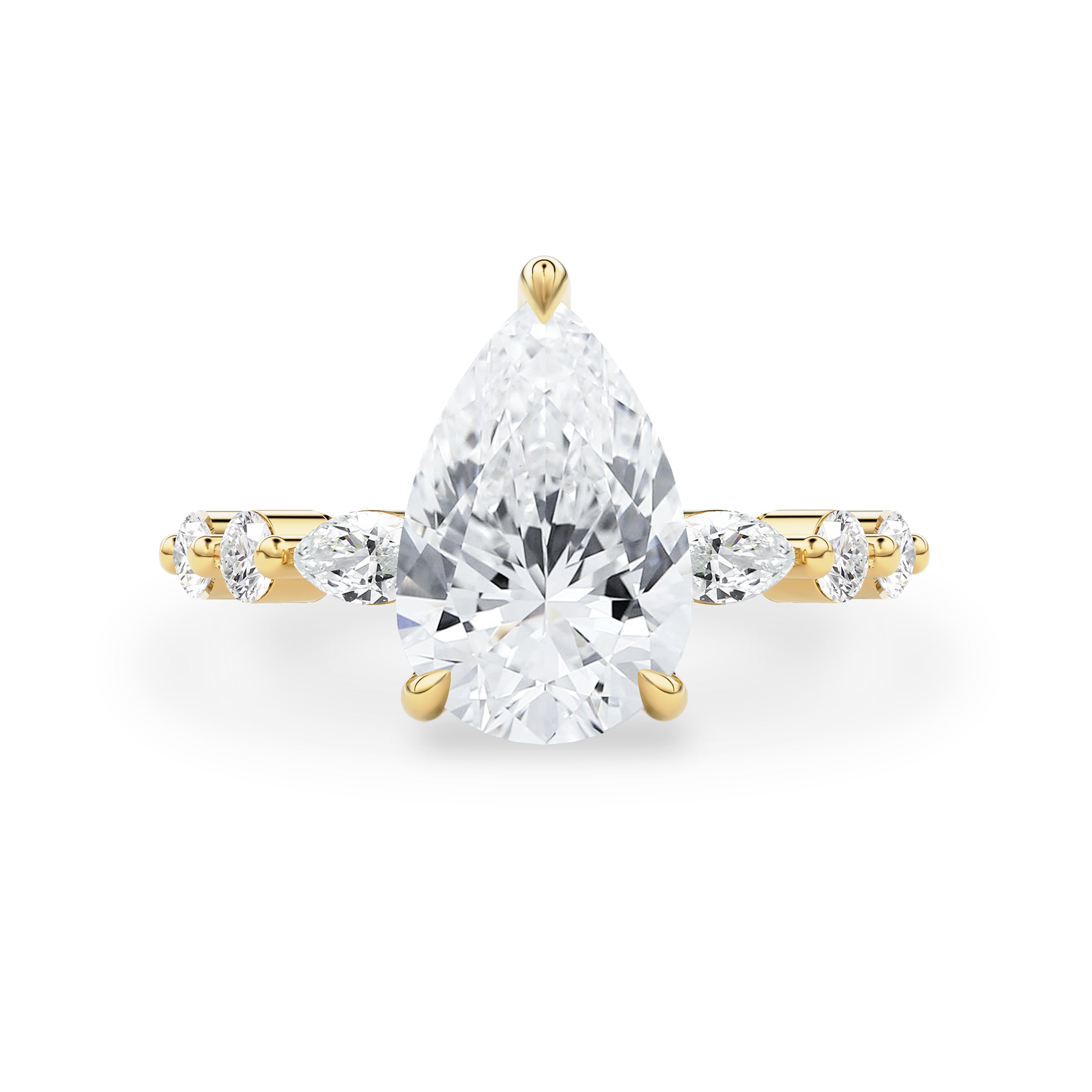 Victoria Pear Marquise Round Band Engagement Ring, Moissanite/Lab Diamond