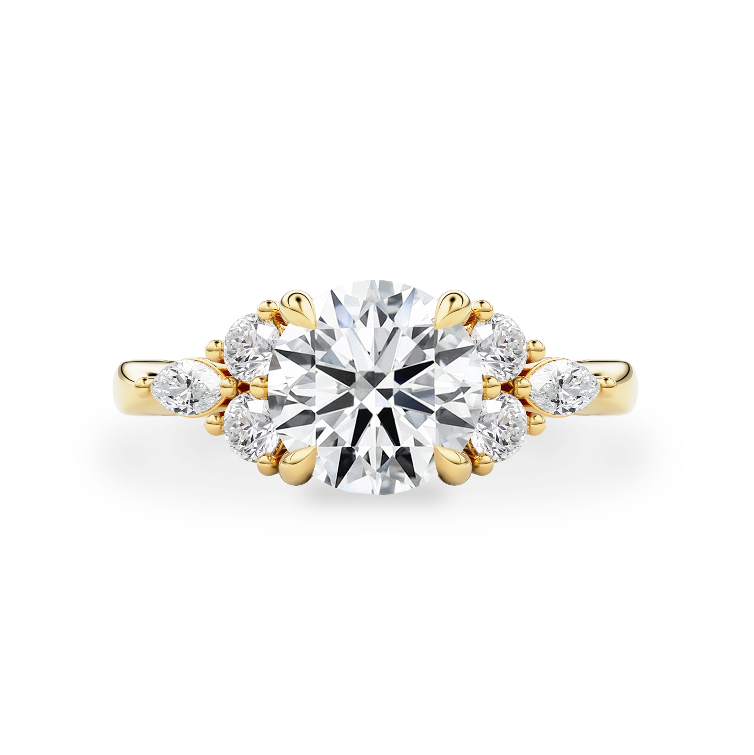 Elodie Round Marquise Cluster Engagement Ring, Moissanite/Lab Grown Diamond
