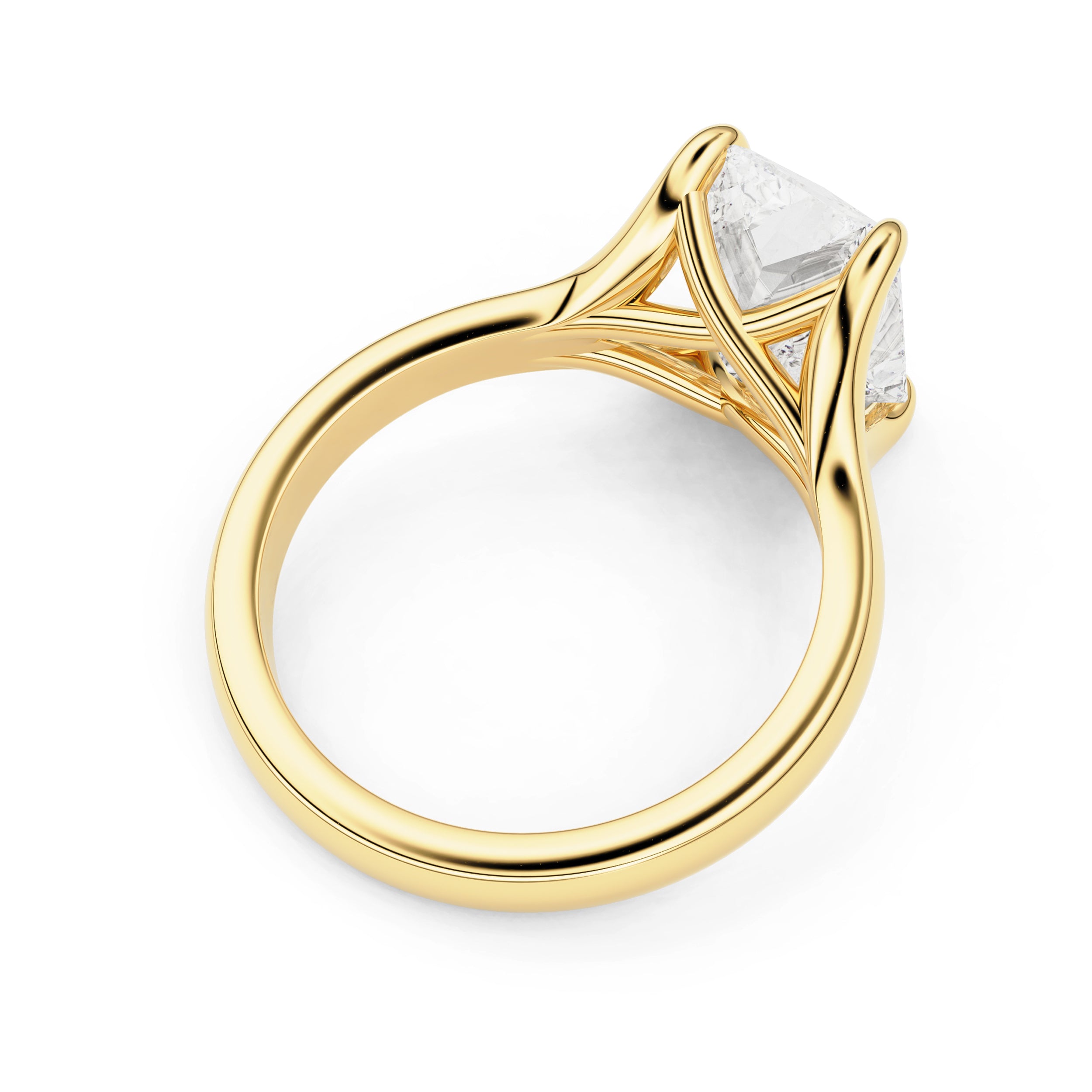 Juniper Radiant Trellis Solitaire Engagement Ring, Moissanite/Lab Grown Diamond