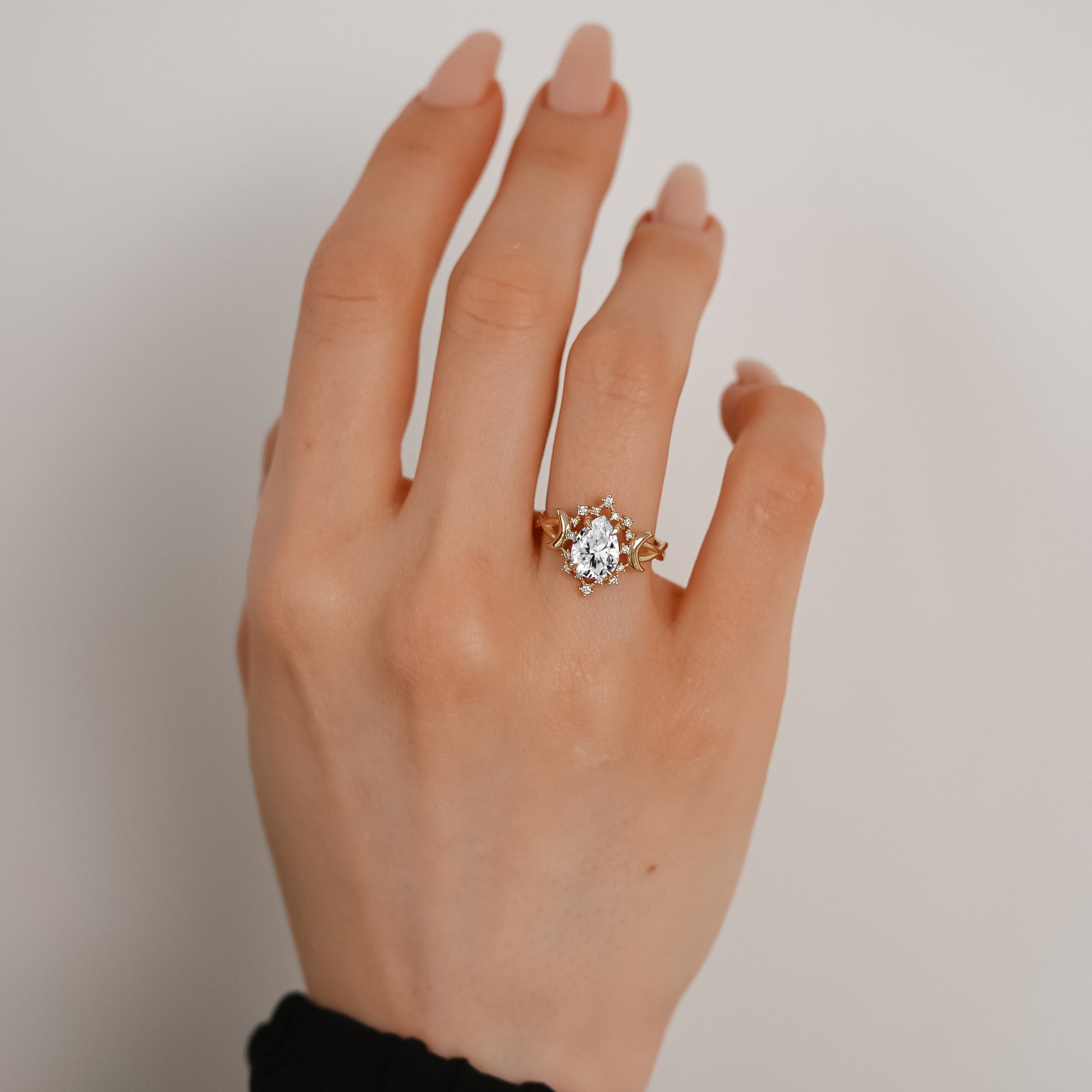 Alice Star & Moon Magic Engagement Ring, Pear Cut