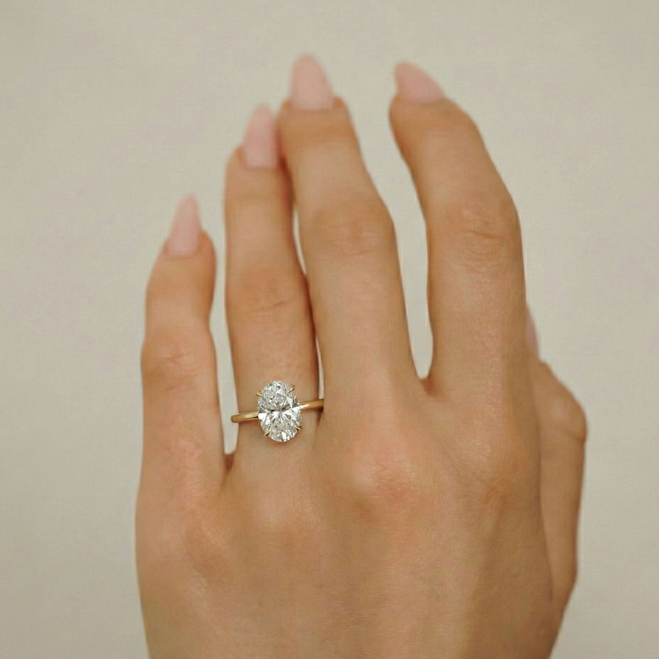 Kamila Oval Cut Pavé Crown Solitaire Engagement Ring, Moissanite/Lab Grown Diamond