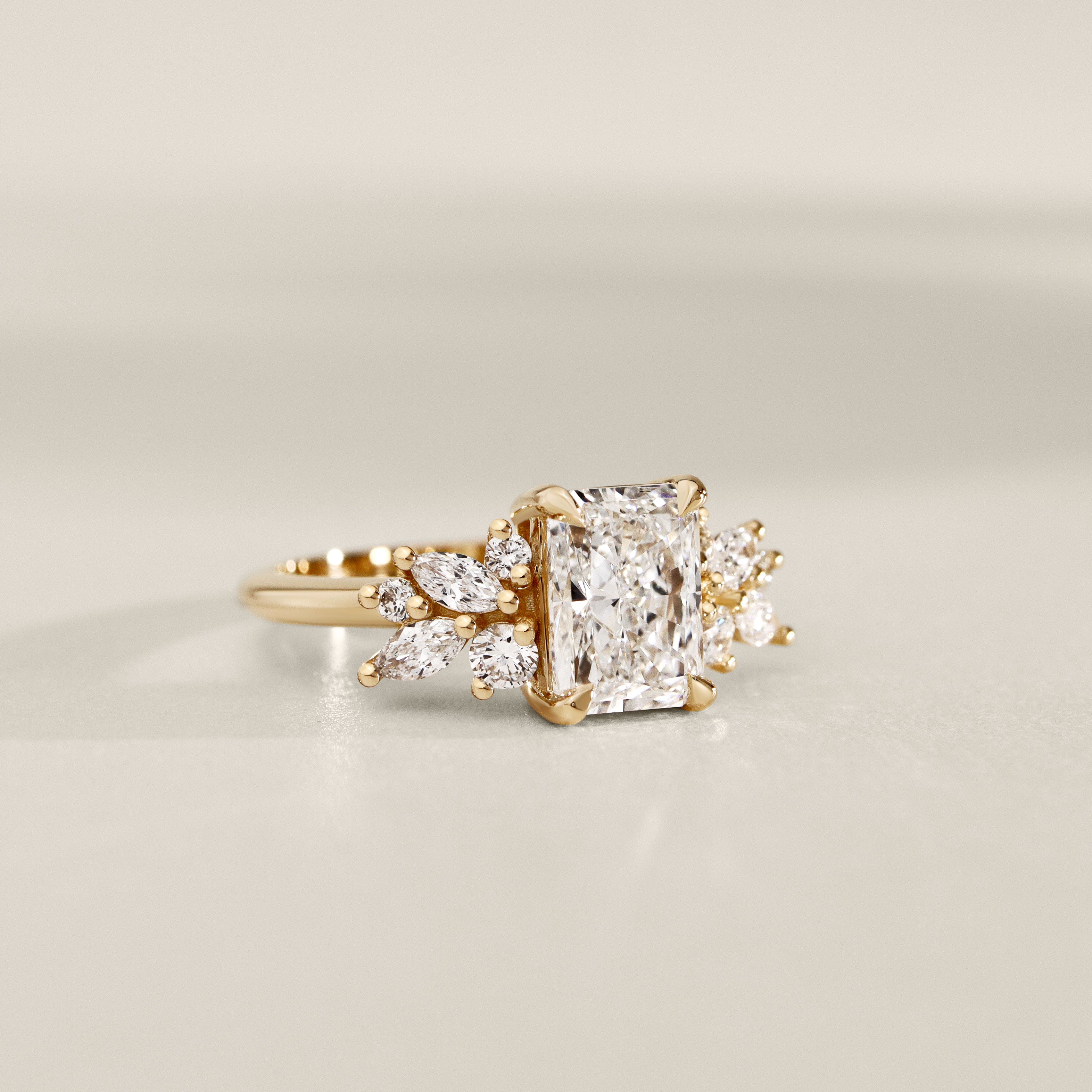Radiant Anna's Dream Engagement Ring, Radiant Cut With Marquise