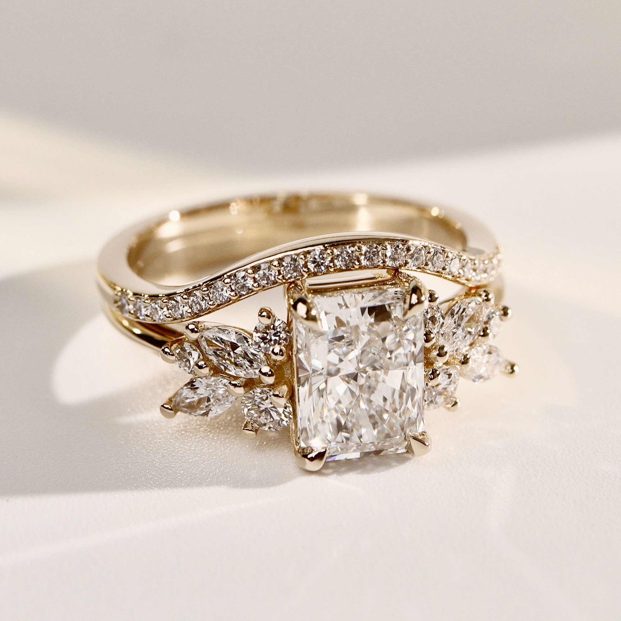 Radiant Anna's Dream Engagement Ring, Radiant Cut With Marquise