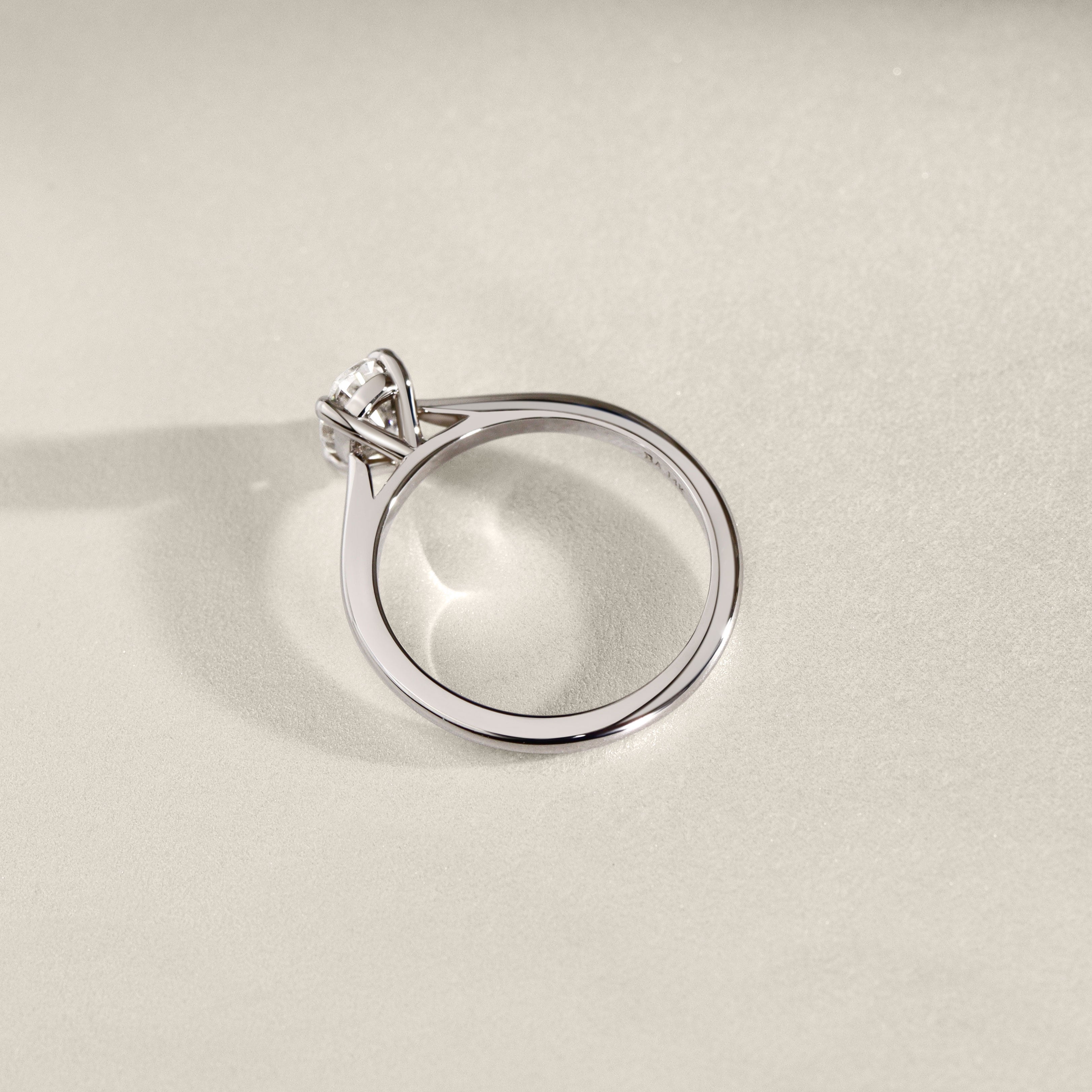 Ava Oval Solitaire Cathedral Engagement Ring, Moissanite/Lab Diamond