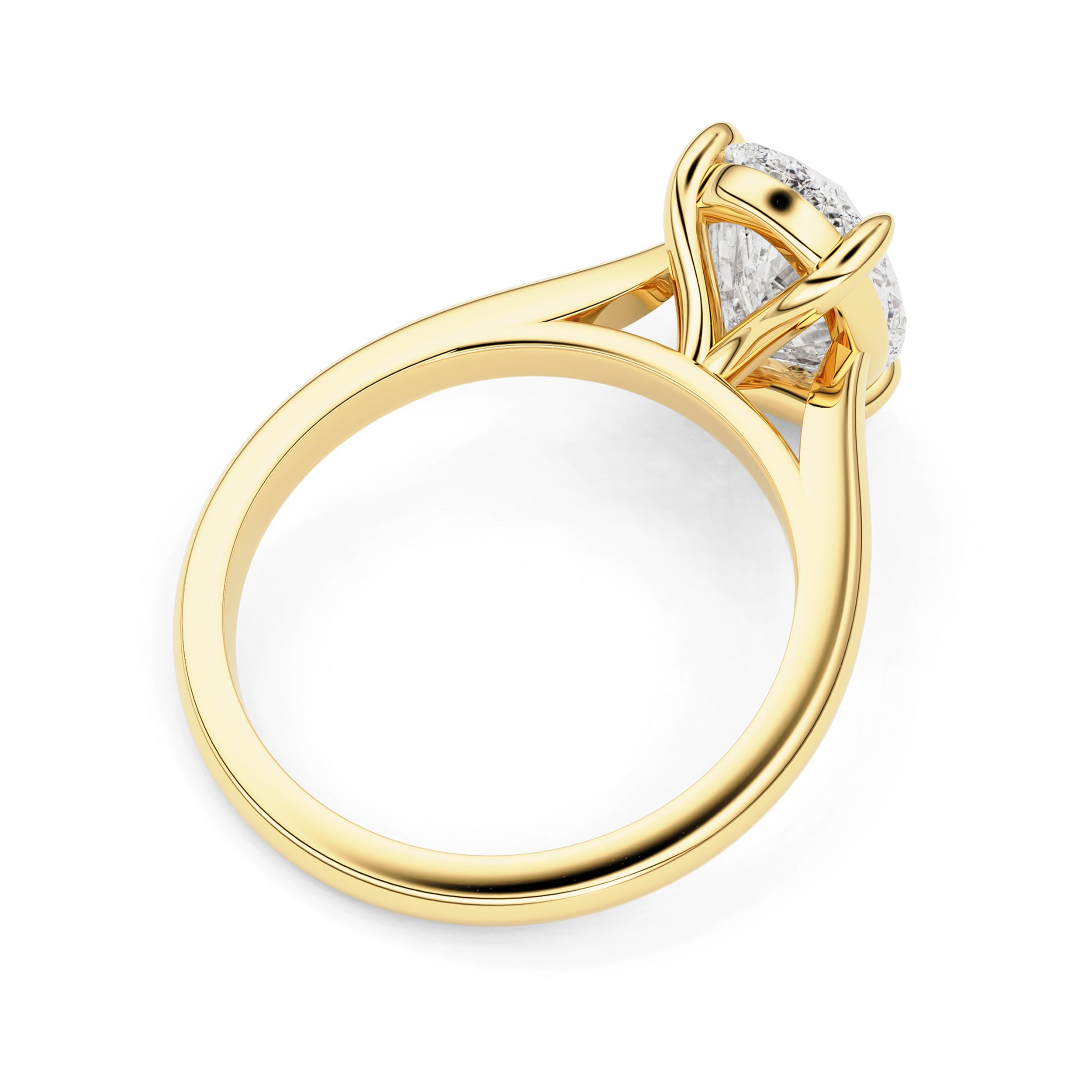 Ava Oval Solitaire Cathedral Engagement Ring, Moissanite/Lab Diamond