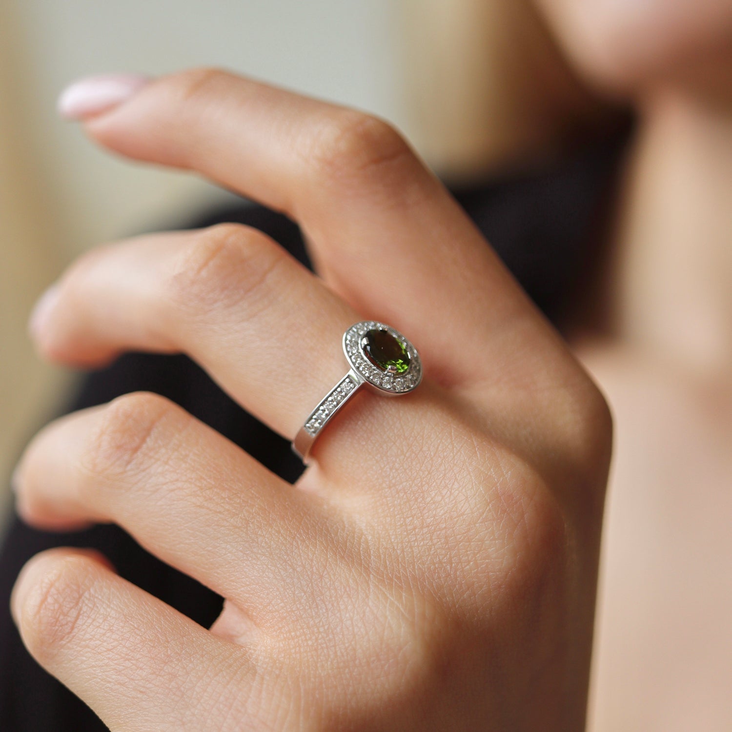 green tourmaline halo rings canada