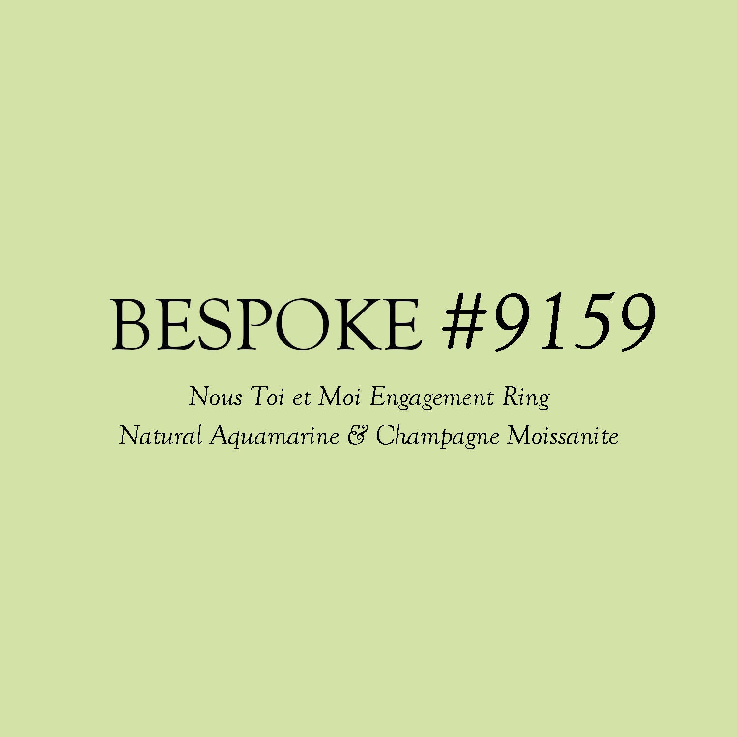 Bespoke #9159 - Nous Toi et Moi Ring, Natural Aquamarine & Champagne Moissanite