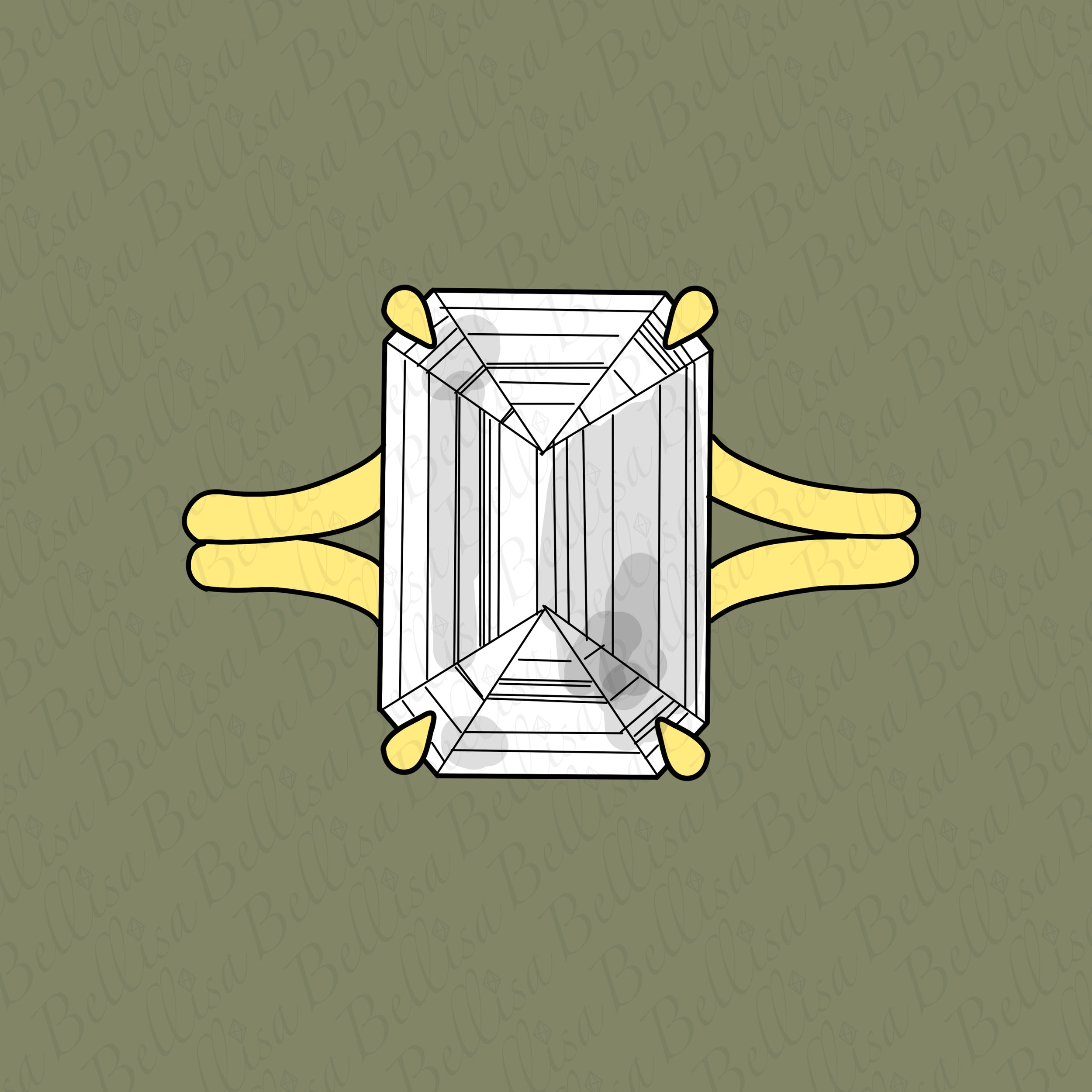 Bespoke #9179 - Custom Split Shank Solitaire Cathedral Engagement Ring, Old Mine Emerald Cut