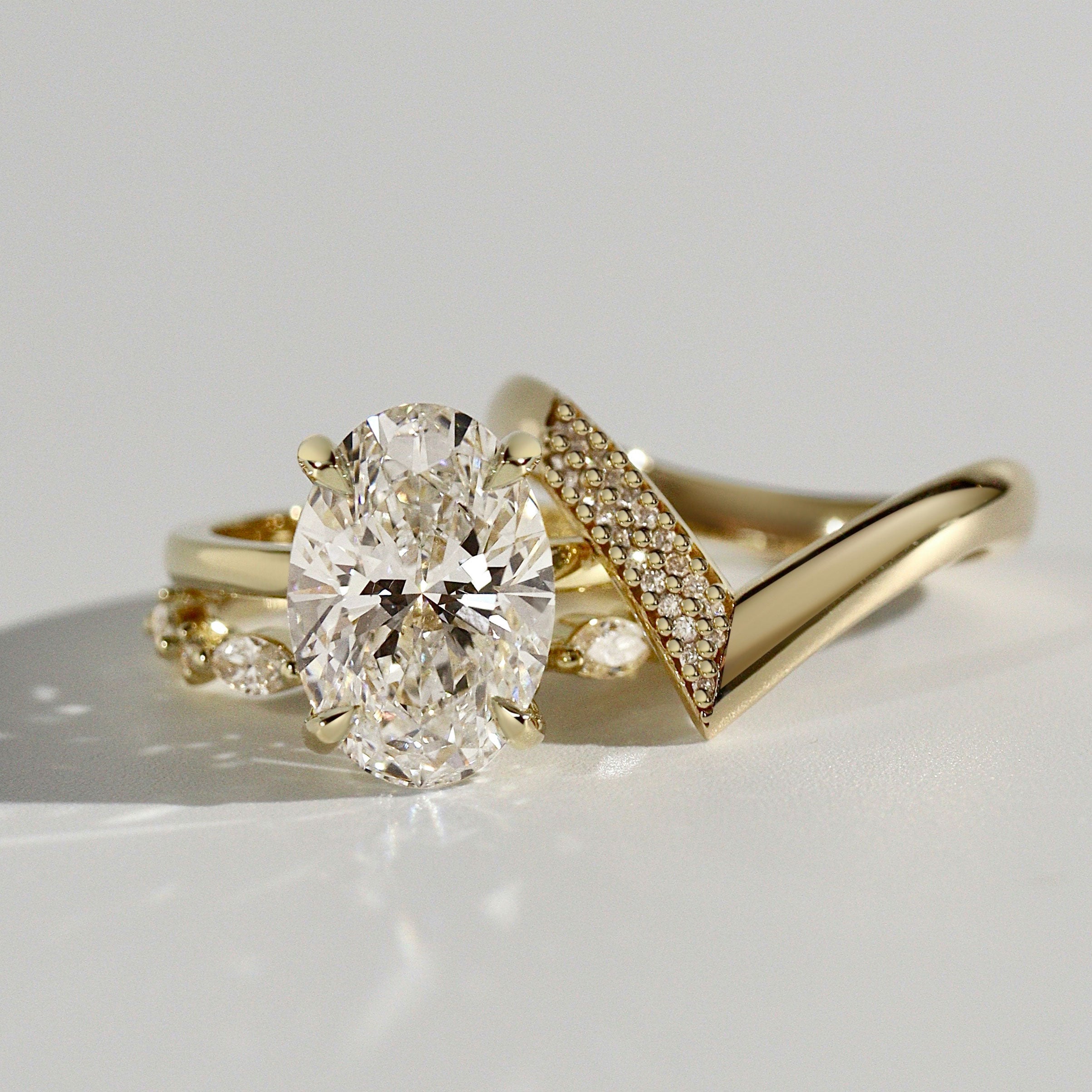 Calista Oval Cut Solitaire Engagement Ring, Moissanite/Lab Grown Diamond