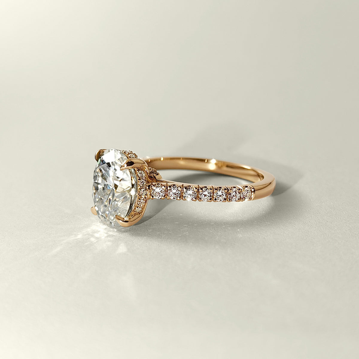 Lily Oval Double Hidden Halo Cathedral Engagement Ring